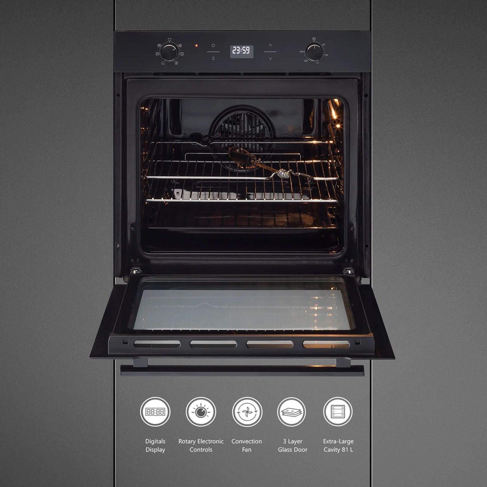 KAFF Series Collection 81L Built-in Electric Microwave Oven with 3 Layer Glass Door (OV 81 GIKF, Black) KAFF Series Collection 81L Built-in Electric Microwave Oven with 3 Layer Glass Door (OV 81 GIKF, Black)_15