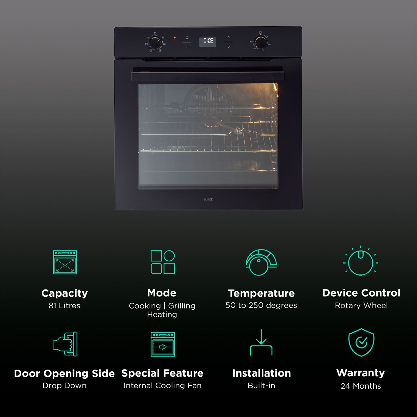 KAFF Series Collection 81L Built-in Electric Microwave Oven with 3 Layer Glass Door (OV 81 GIKF, Black) KAFF Series Collection 81L Built-in Electric Microwave Oven with 3 Layer Glass Door (OV 81 GIKF, Black)_3