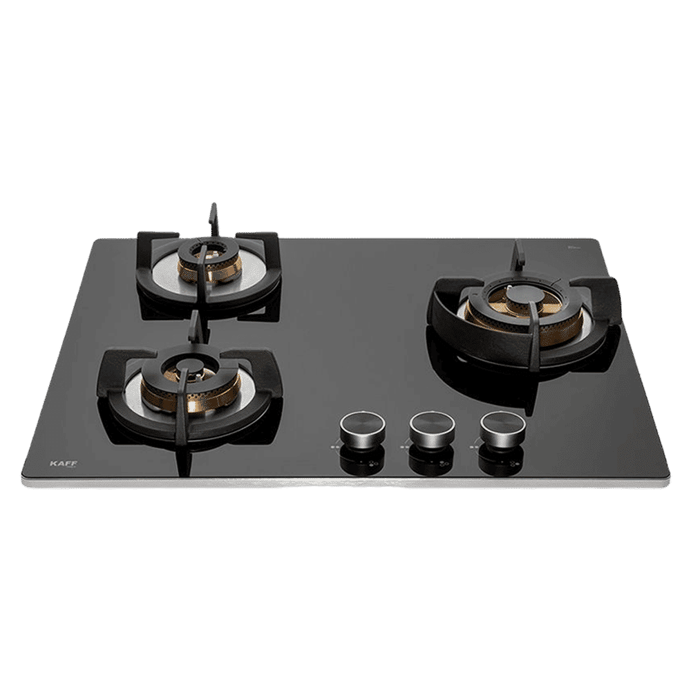KAFF Bellini Tempered Glass Top 3 Burner Automatic Electric Hob (Flame Failure Device, Black)_1