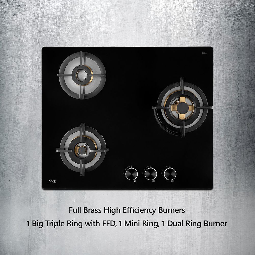 KAFF Bellini Tempered Glass Top 3 Burner Automatic Electric Hob (Flame Failure Device, Black)_11