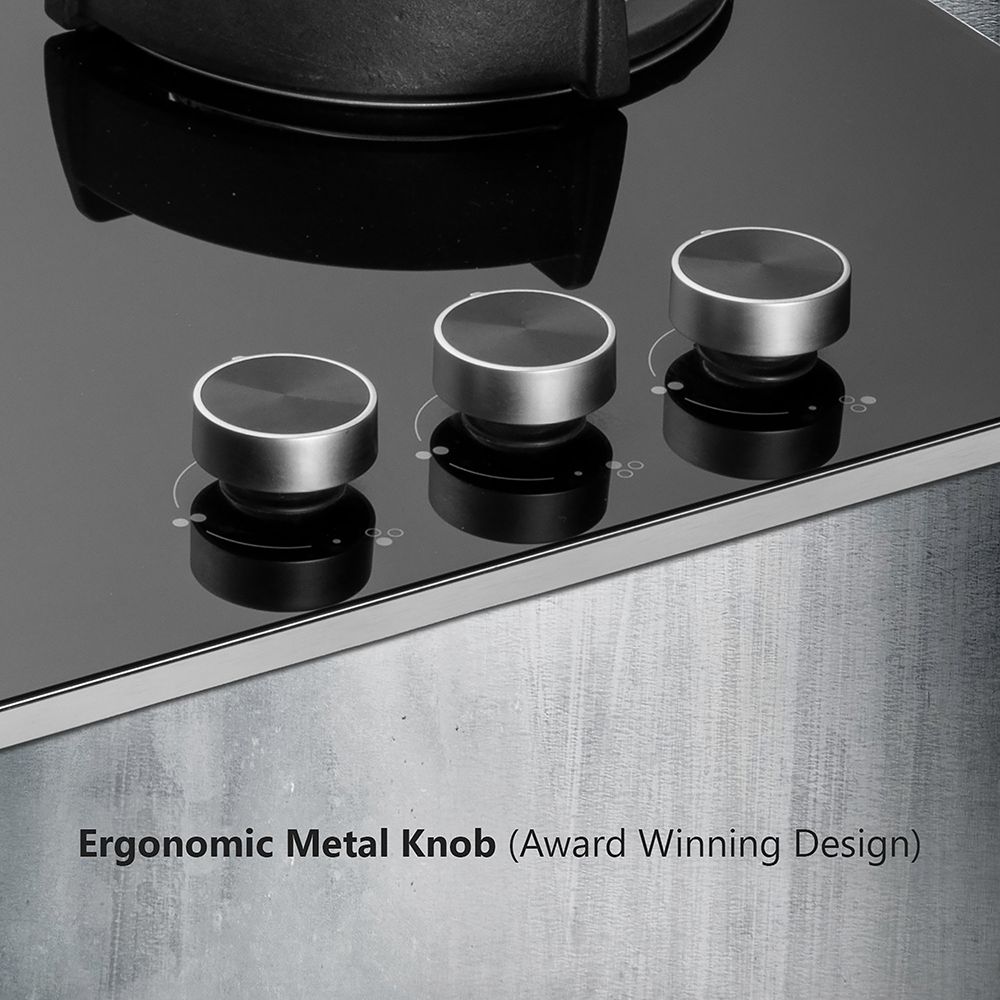 KAFF Bellini Tempered Glass Top 3 Burner Automatic Electric Hob (Flame Failure Device, Black)_16