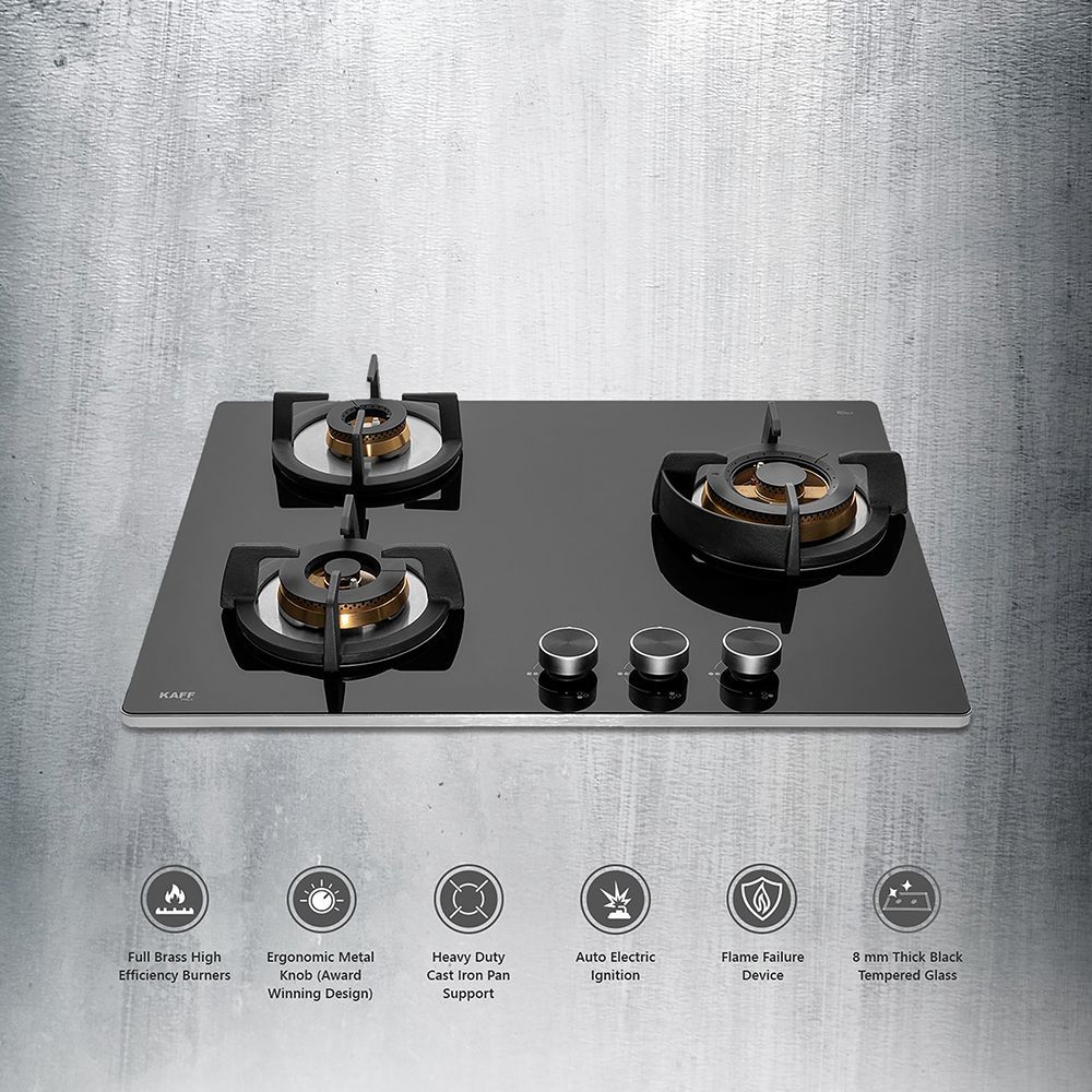 KAFF Bellini Tempered Glass Top 3 Burner Automatic Electric Hob (Flame Failure Device, Black)_21