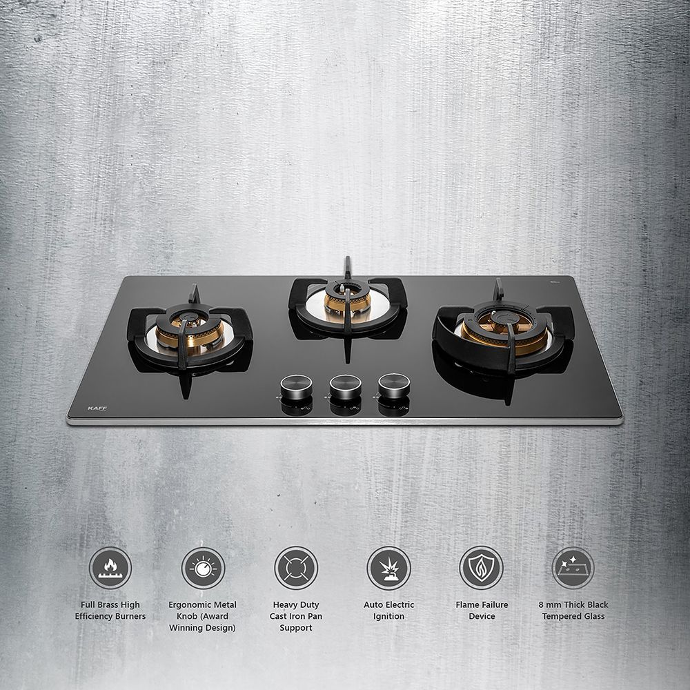 KAFF Bellini Tempered Glass Top 3 Burner Automatic Electric Hob (Flame Failure Device, Black)_18