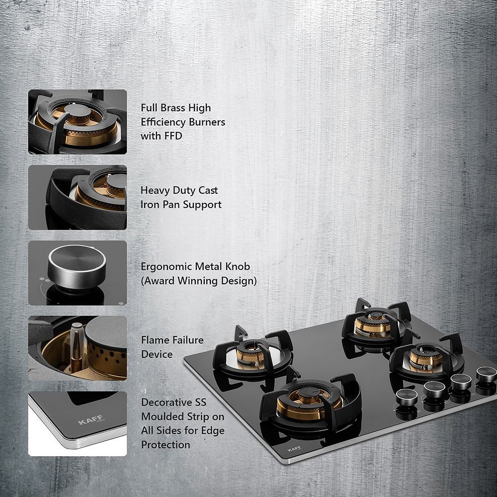 KAFF BLH-F 604 Tempered Glass Top 4 Burner Automatic Electric Hob (Flame Failure Device, Black)_16