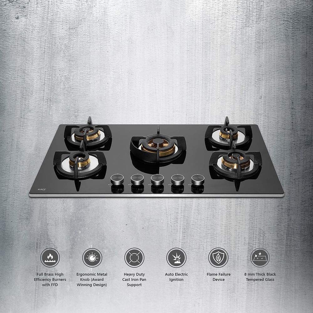 KAFF Bellini-F Tempered Glass Top 5 Burner Automatic Electric Hob (Flame Failure Device, Black)_13