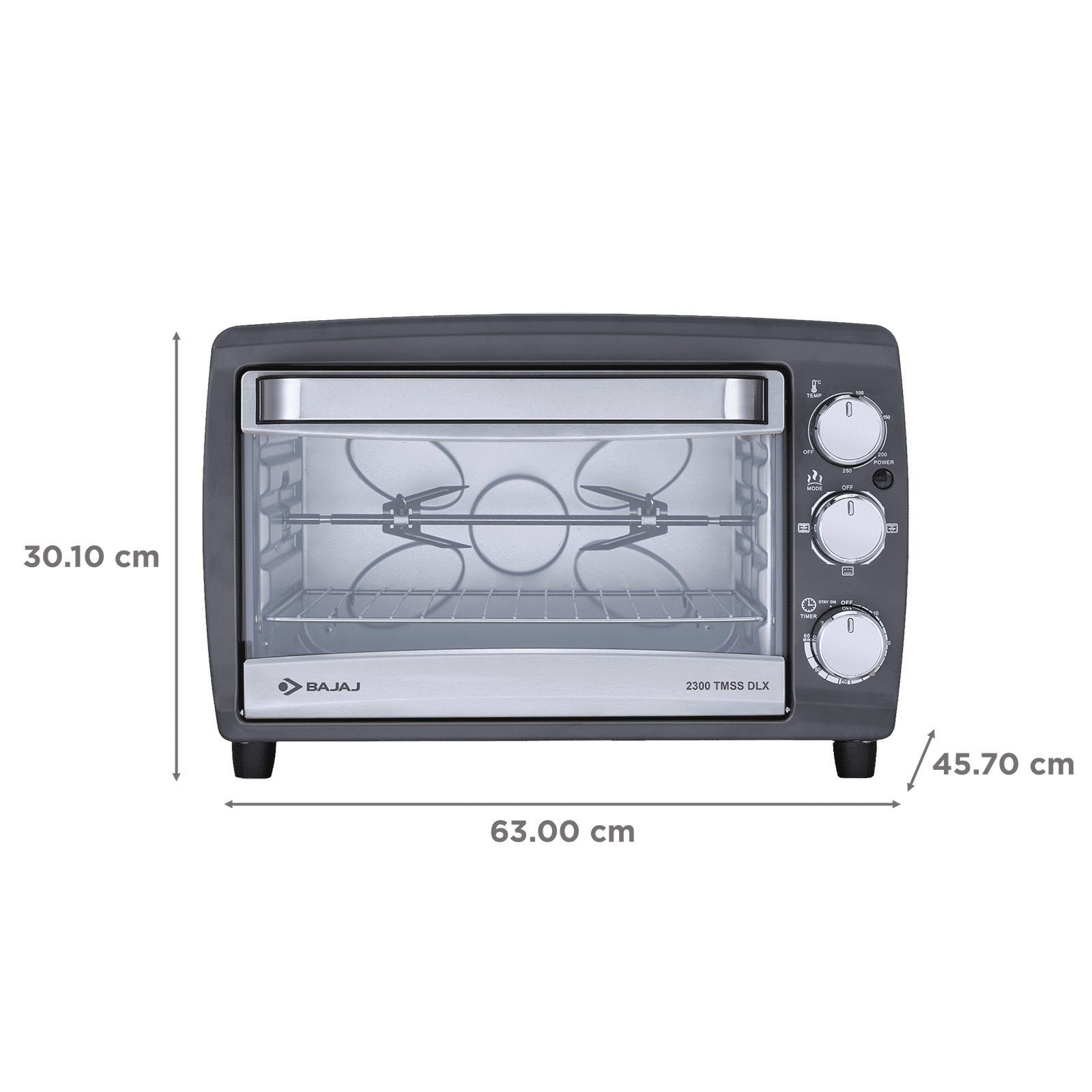 BAJAJ 2300 TMSS DLX 23L Oven Toaster Grill with Motorized Rotisserie (Black)_2