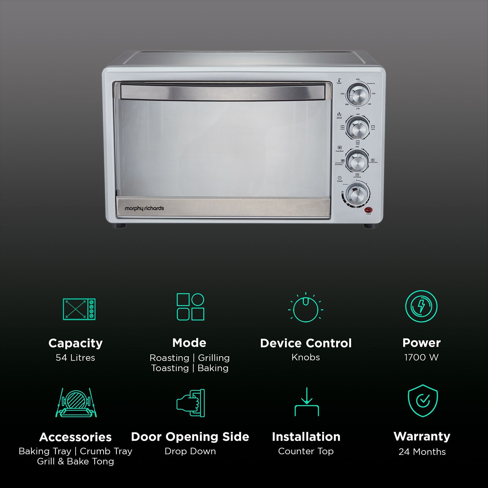 morphy richards 54RCSS Dehydro 54L Oven Toaster Grill with Motorized Rotisserie (Silver) morphy richards 54RCSS Dehydro 54L Oven Toaster Grill with Motorized Rotisserie (Silver)_3