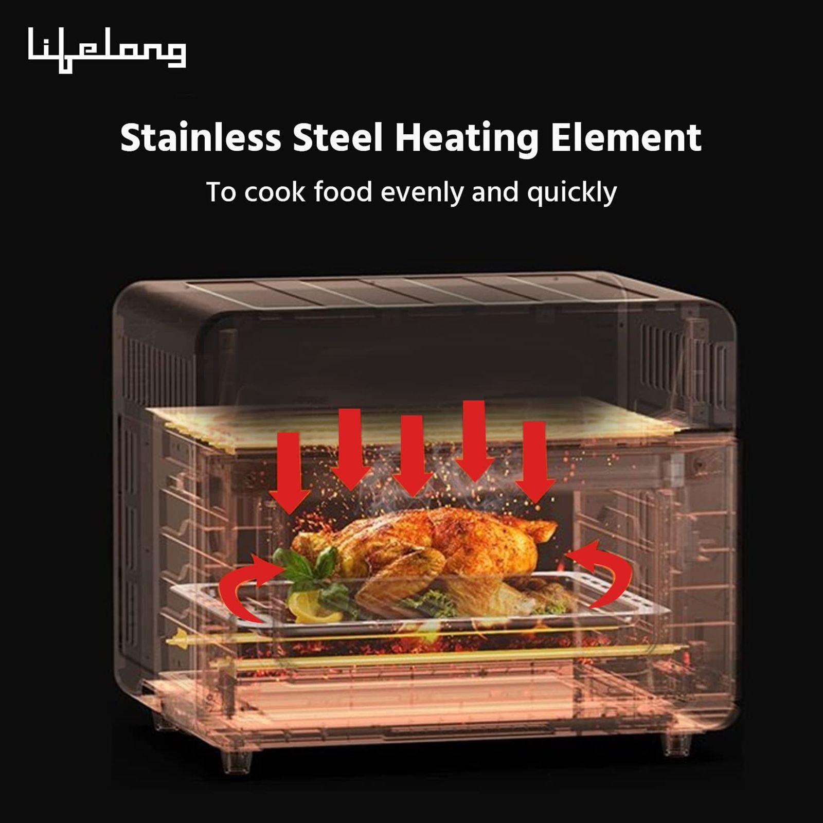 Lifelong LLOT27 27L Oven Toaster Grill with Motorized Rotisserie (Red)_6