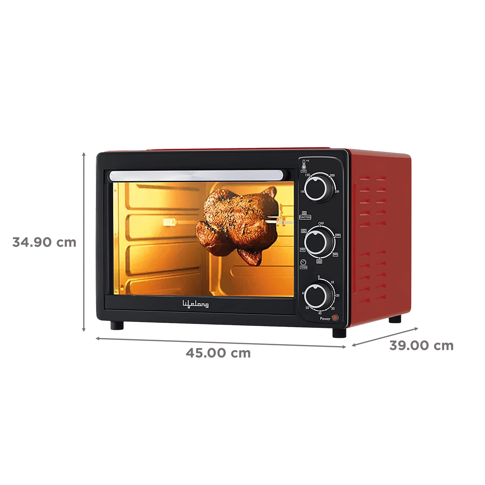Lifelong LLOT27 27L Oven Toaster Grill with Motorized Rotisserie (Red)_2