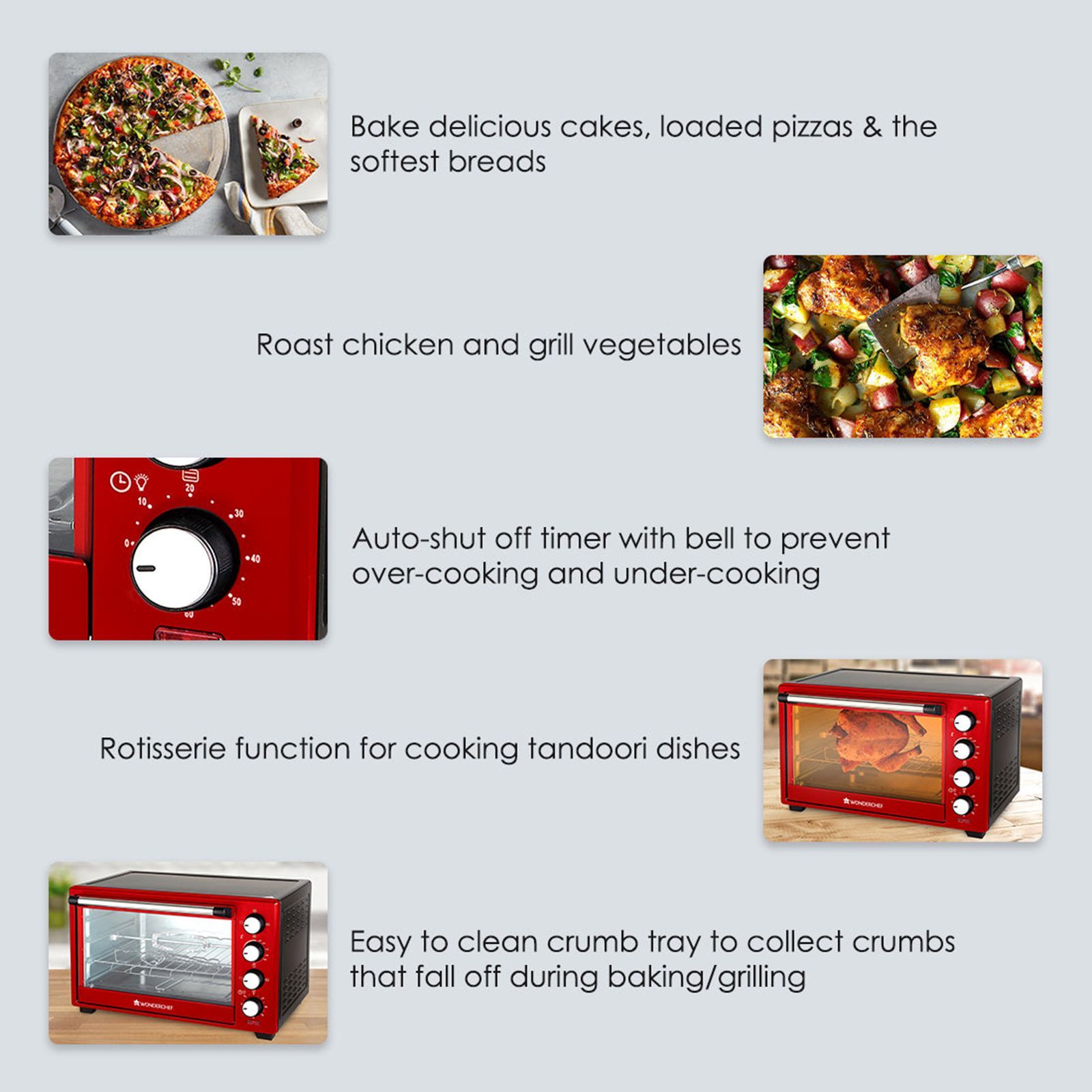WONDERCHEF Crimson Edge 28L Oven Toaster Grill with Cutting Edge Technology (Red)_10