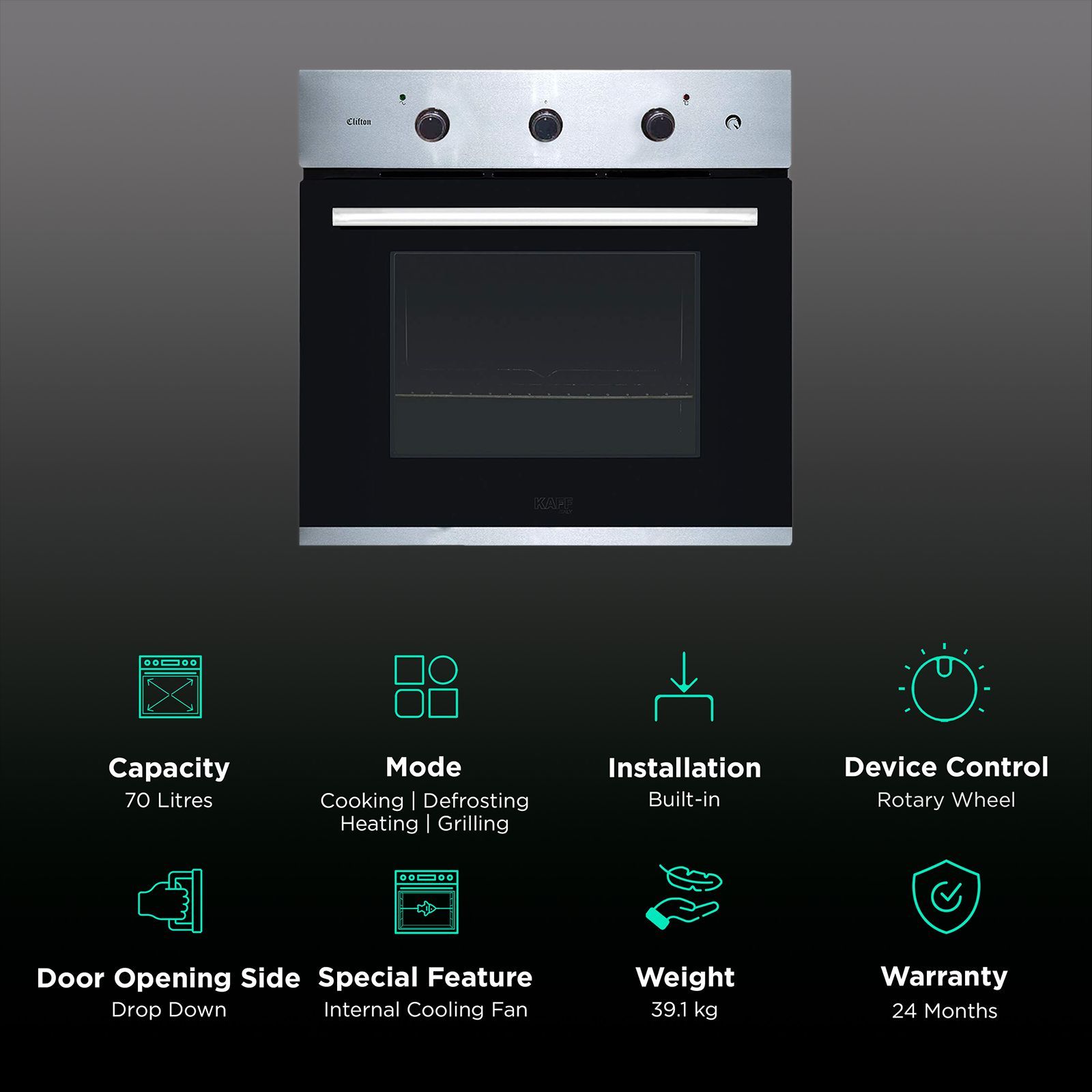 KAFF Series Collection 70L Built-in Electric Microwave Oven with Internal Cooling Fan (Black)_3