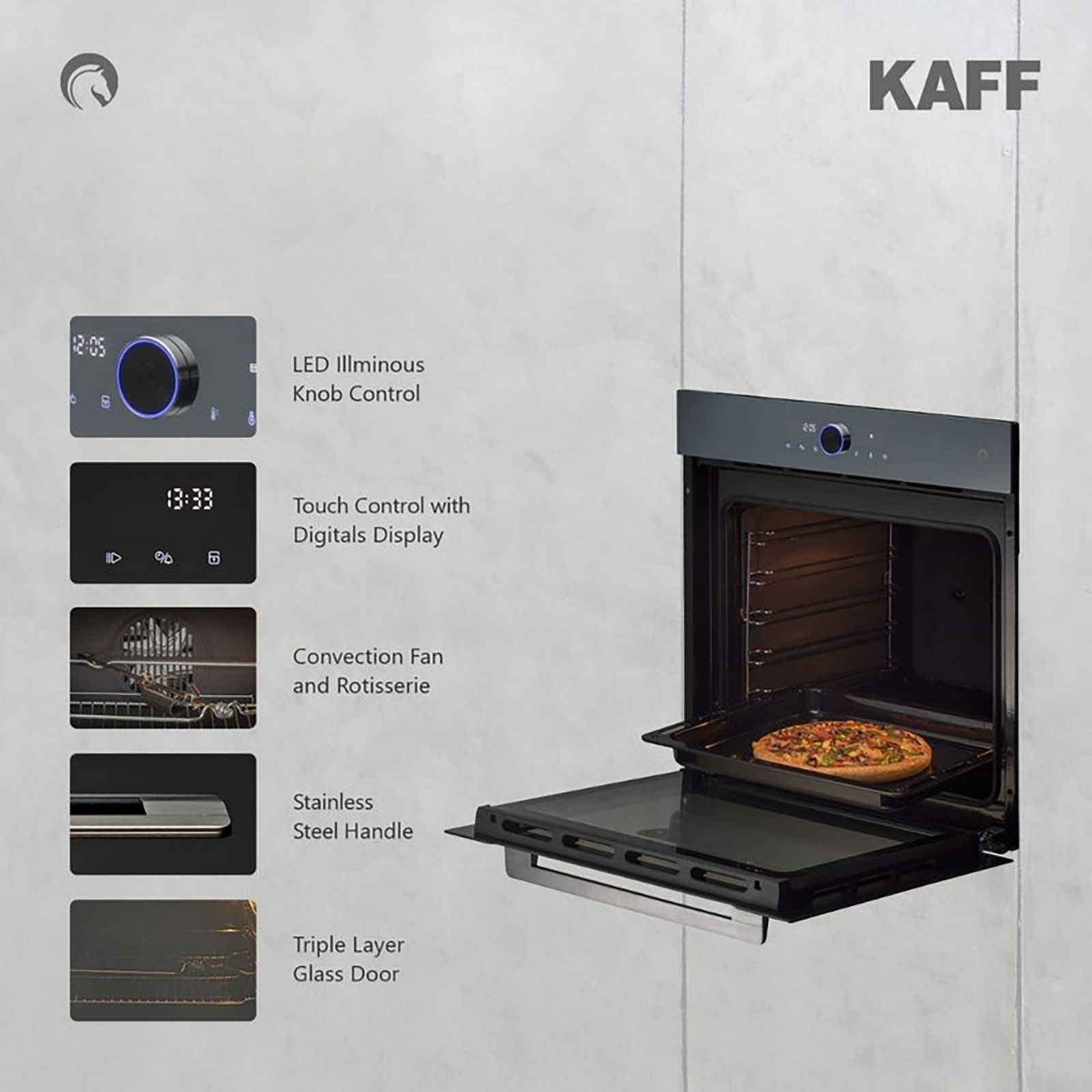 KAFF Series Collection 81L 60cm Built-in Microwave with 3D Hot Air Technology (OV81ZNSC, Black)_9