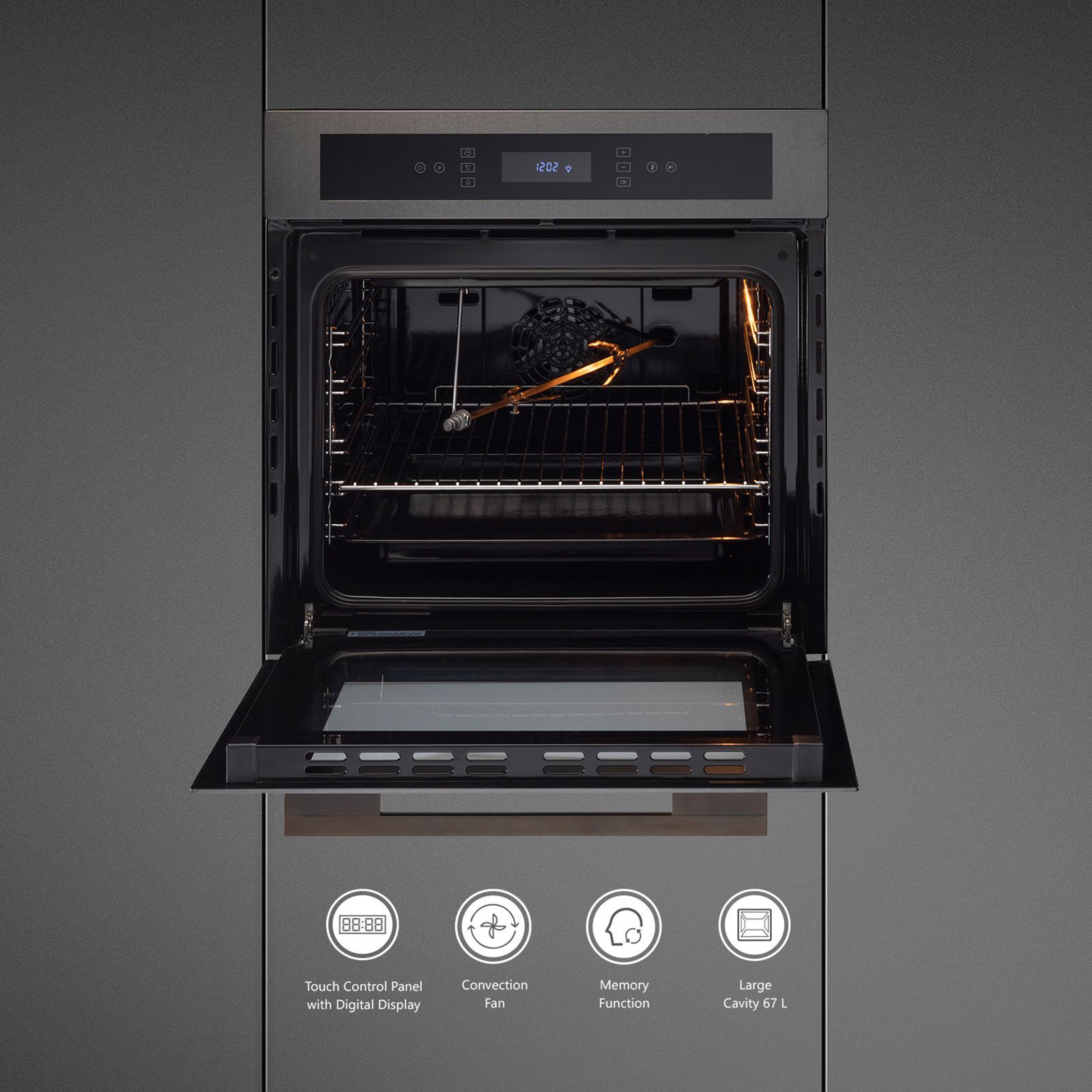 KAFF Series Mazzini 67L 60cm Built-in Electric Microwave with Memory Function (MZOV6TN, Black)_6