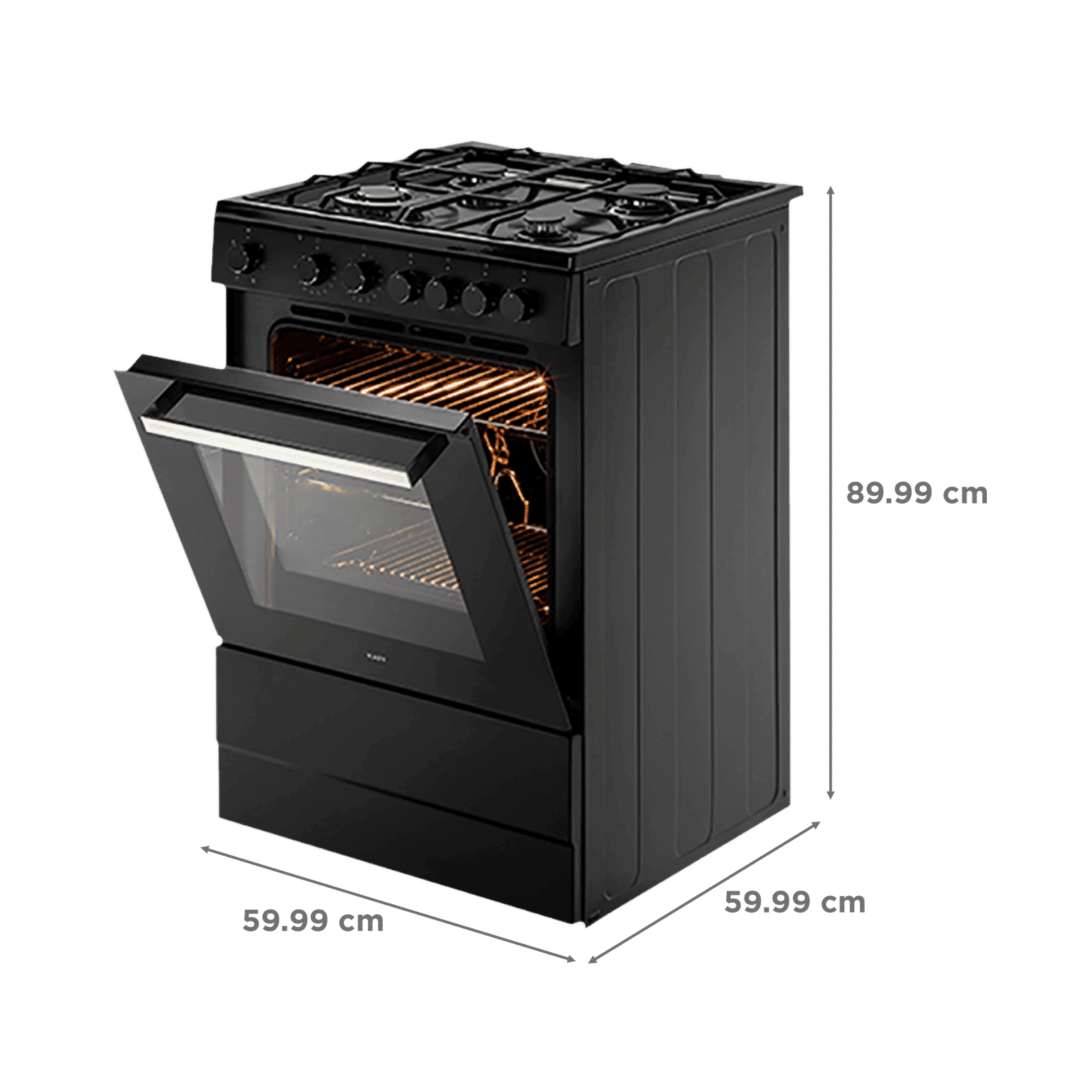 KAFF 60 Litres 4 Burner Cooking Range with Electric Oven (KAB60, Black)_2