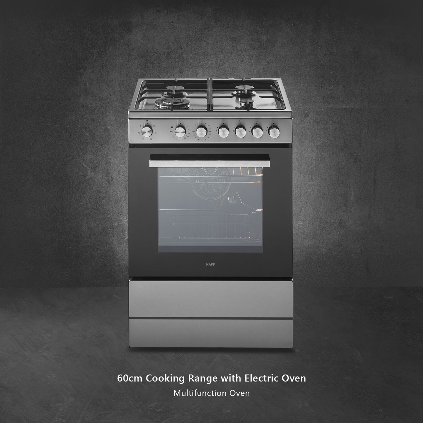 KAFF 60 Litres 4 Burner Cooking Range with Electric Oven (KAB60SS, Silver)_4