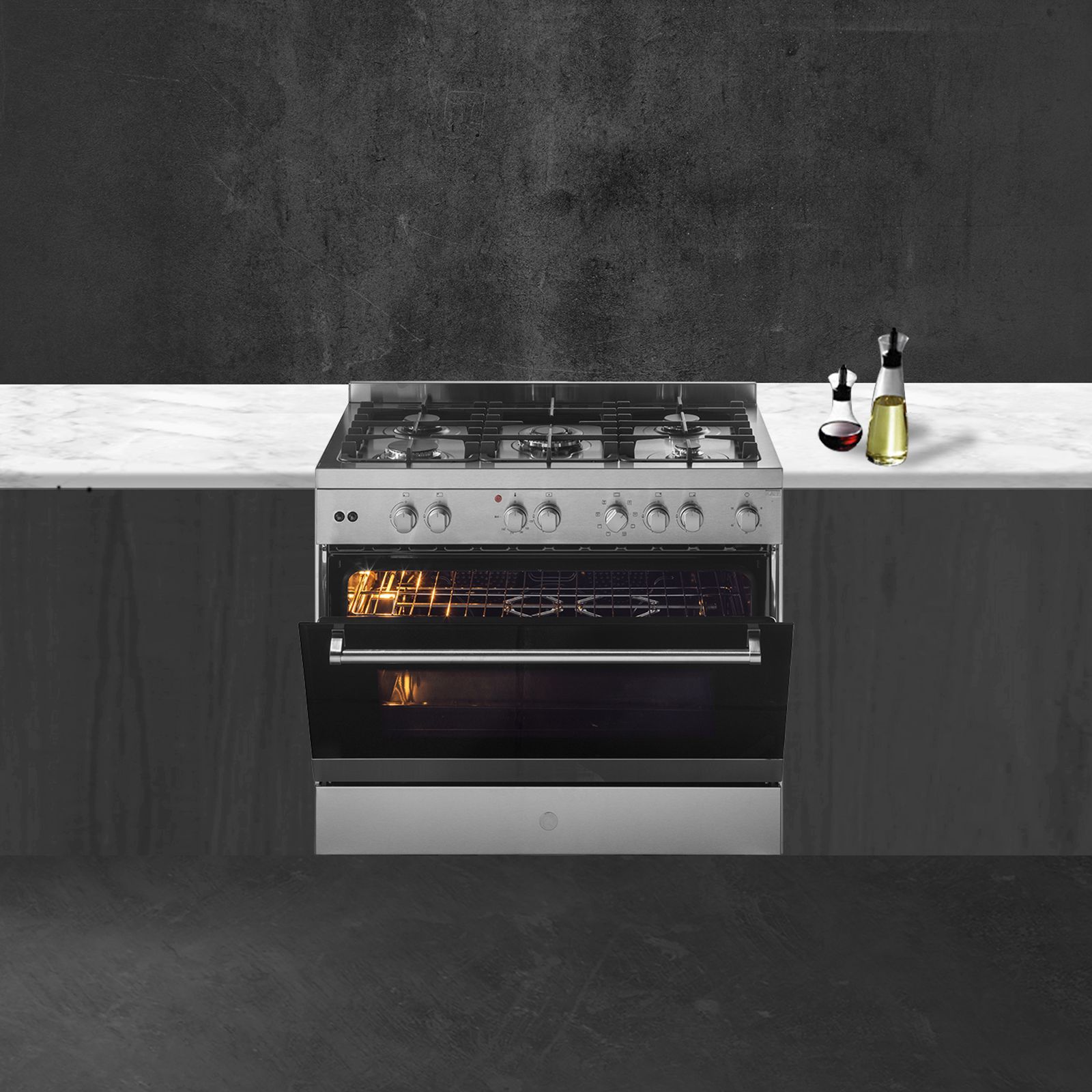 KAFF 100 Litres 5 Burner Cooking Range with Electric Oven (KGM90, Silver)_7