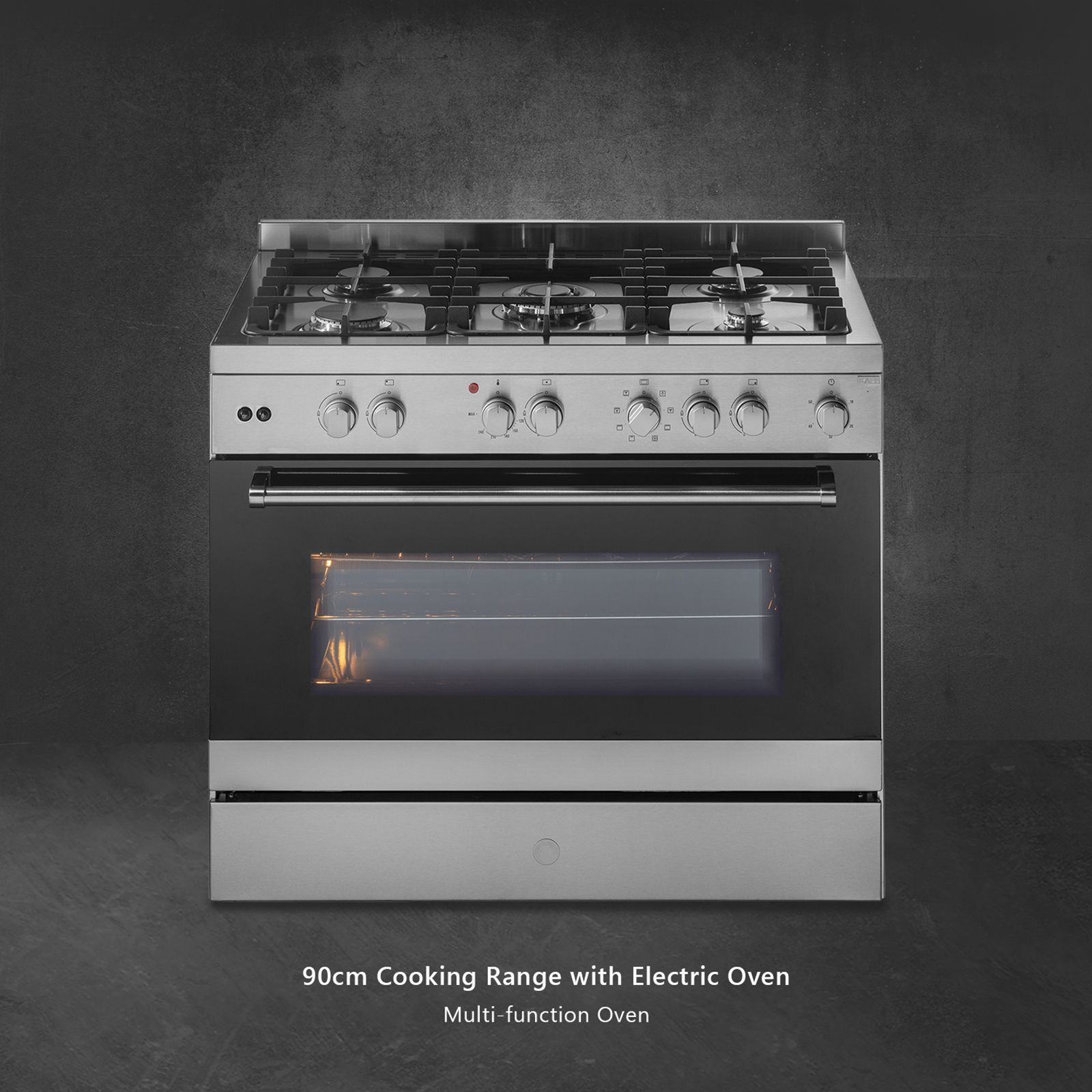 KAFF 100 Litres 5 Burner Cooking Range with Electric Oven (KGM90, Silver)_3