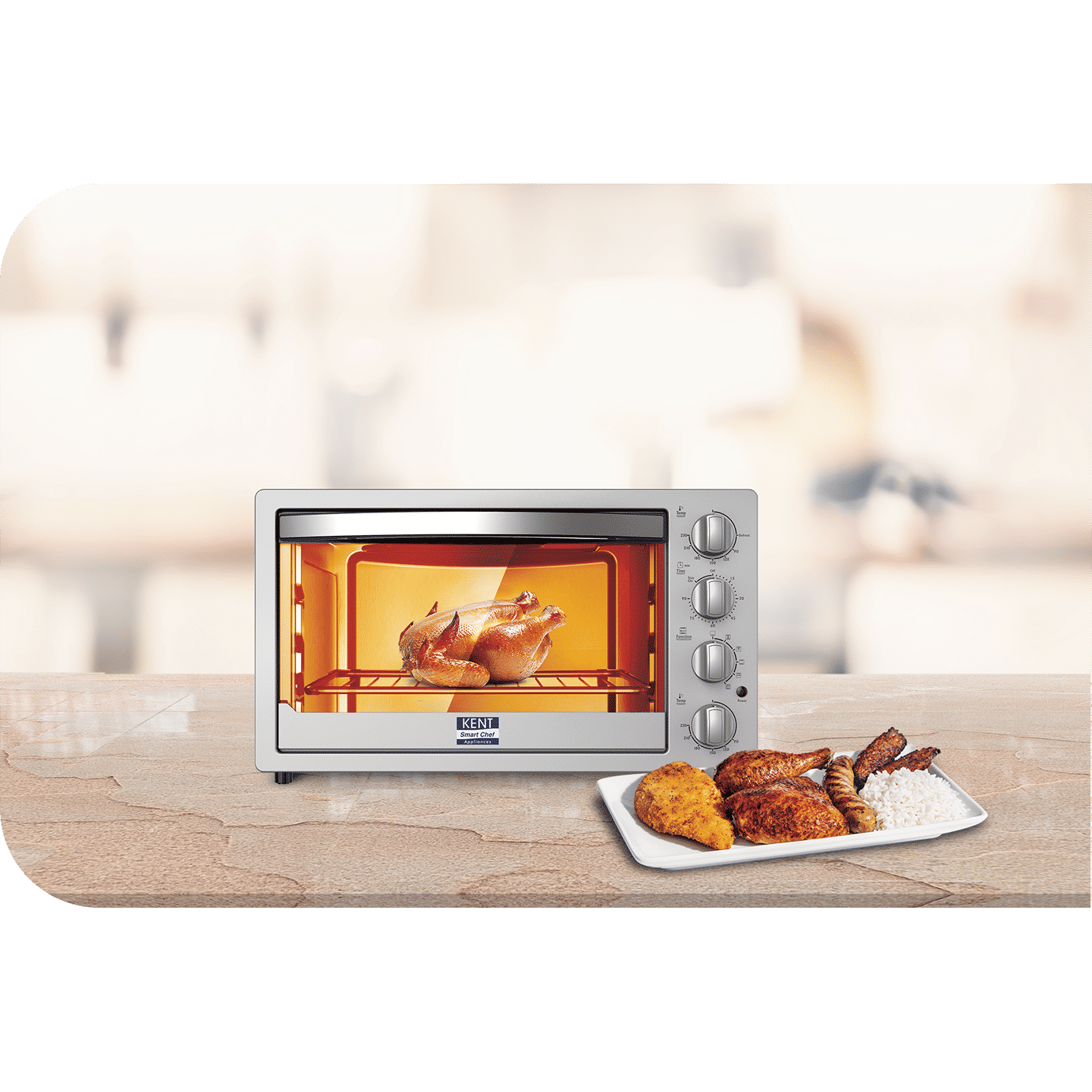 KENT 42L Oven Toaster Grill with Rotisserie & Convection Function (16080, Silver) KENT 42L Oven Toaster Grill with Rotisserie & Convection Function (16080, Silver)_4