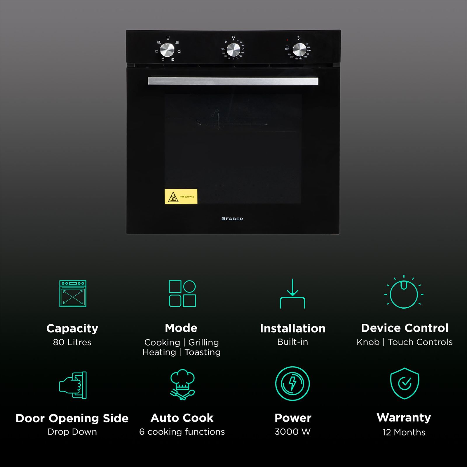 FABER FBIO 6F BK 80L Built-in Microwave with Digital Display (116.0680.241, Black)_3