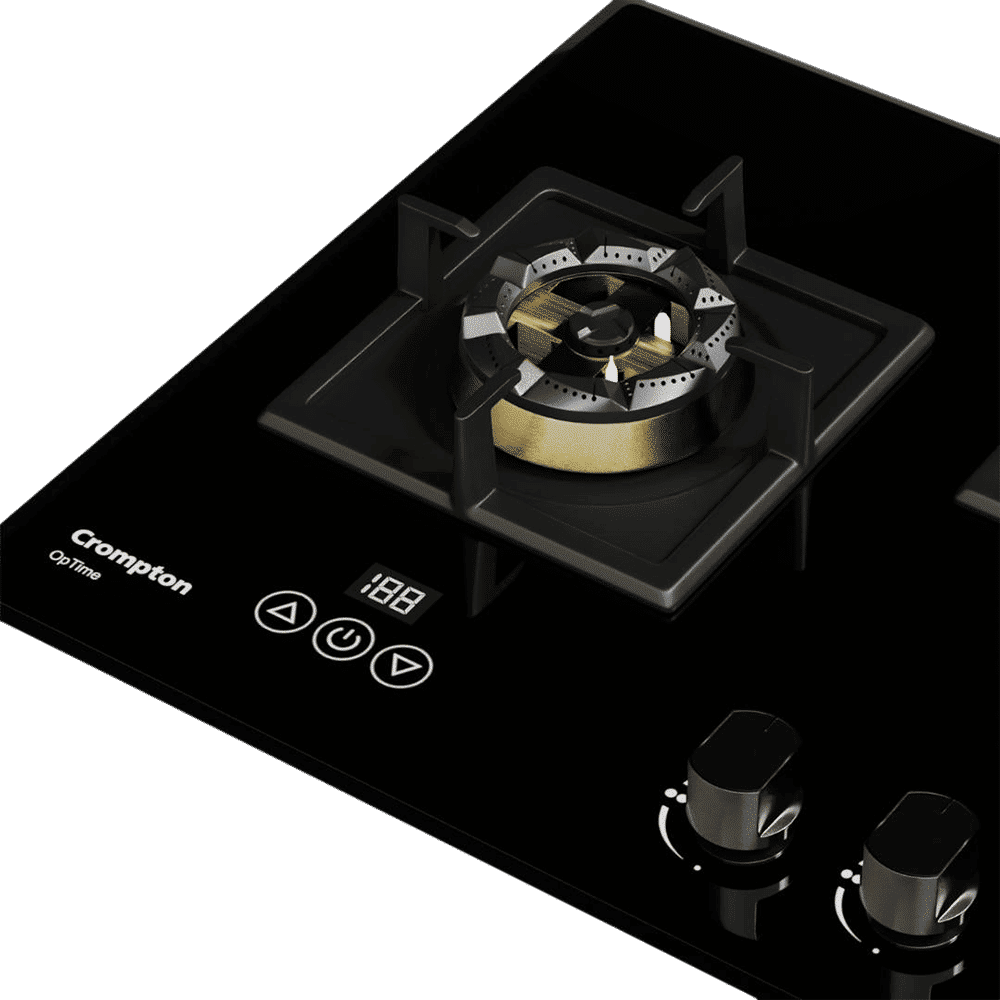 Crompton Optime Toughened Glass Top 3 Burner Automatic Hob (3D Flame Technology, Midnight Black)_4