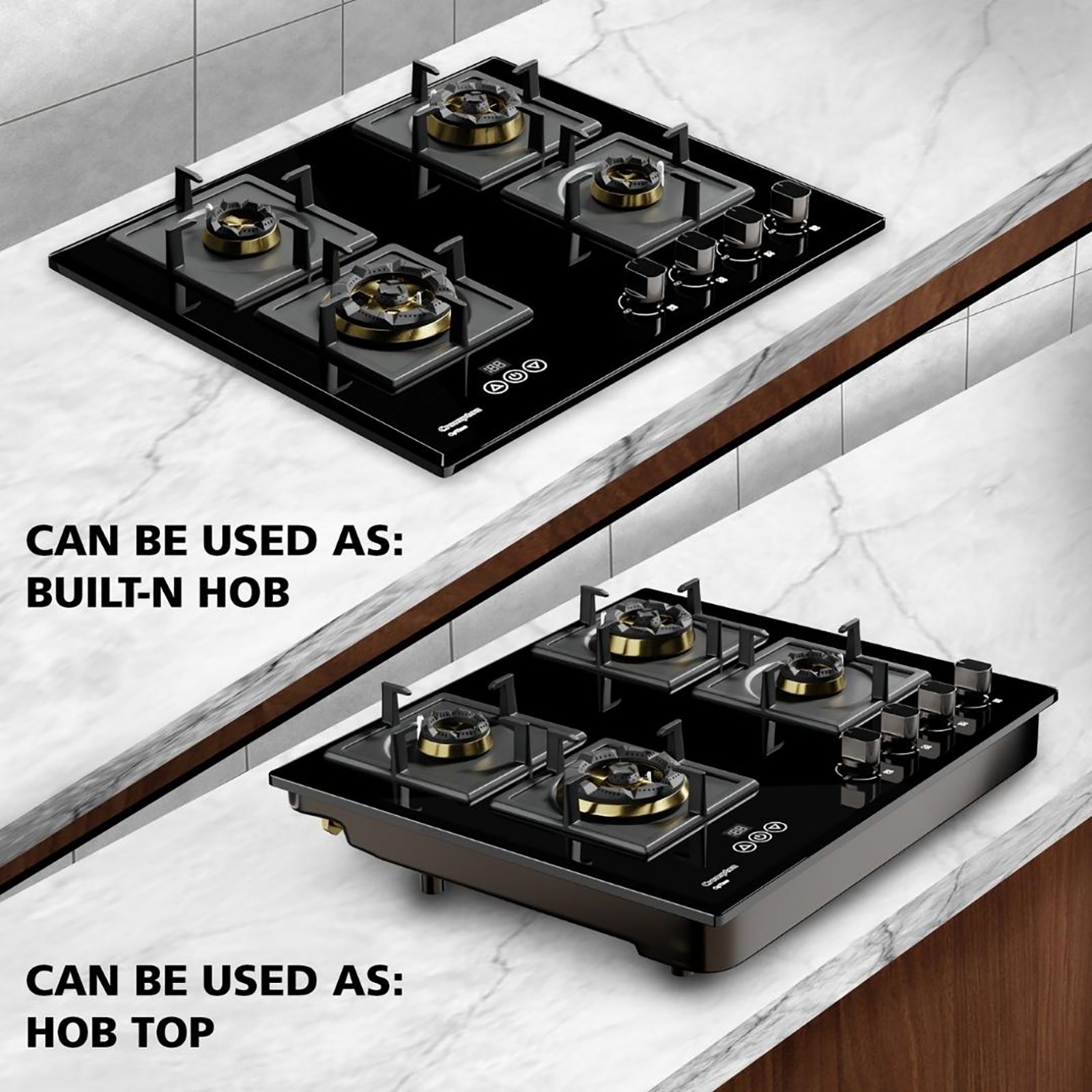 Crompton Optime Toughened Glass Top 4 Burner Automatic Hob (3D Flame Technology, Midnight Black)_10