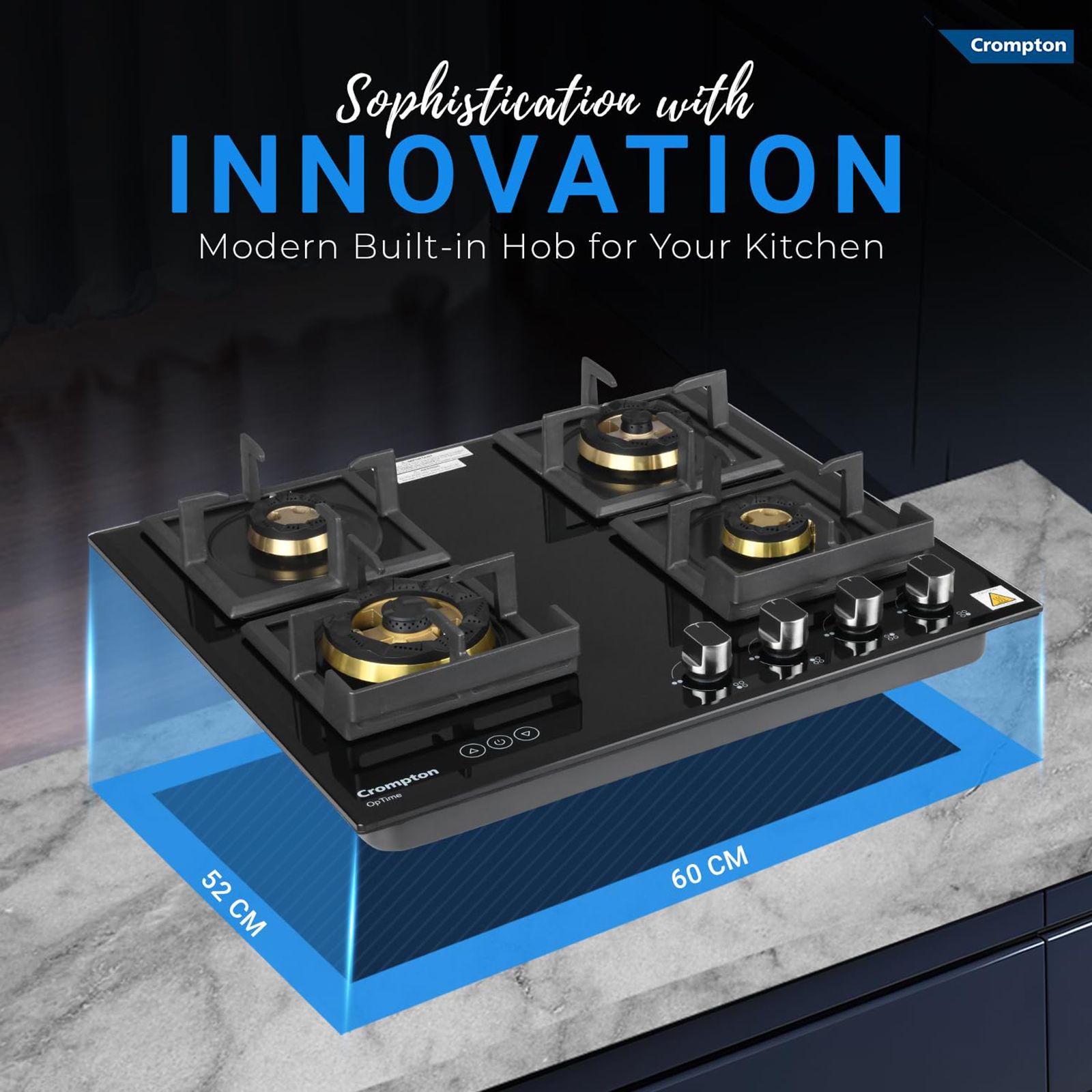 Crompton Optime Toughened Glass Top 4 Burner Automatic Hob (3D Flame Technology, Midnight Black)_15