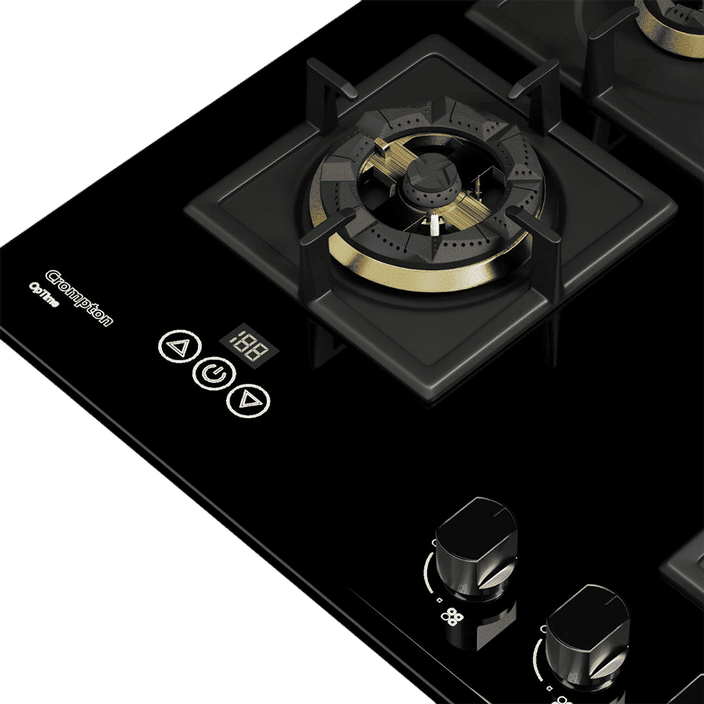 Crompton Optime Toughened Glass Top 4 Burner Automatic Hob (3D Flame Technology, Midnight Black)_4