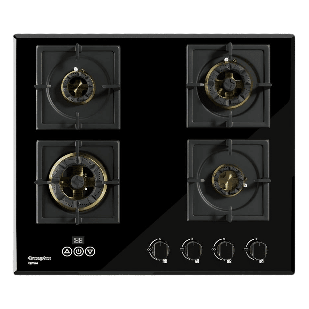 Crompton Optime Toughened Glass Top 4 Burner Automatic Hob (3D Flame Technology, Midnight Black)_5