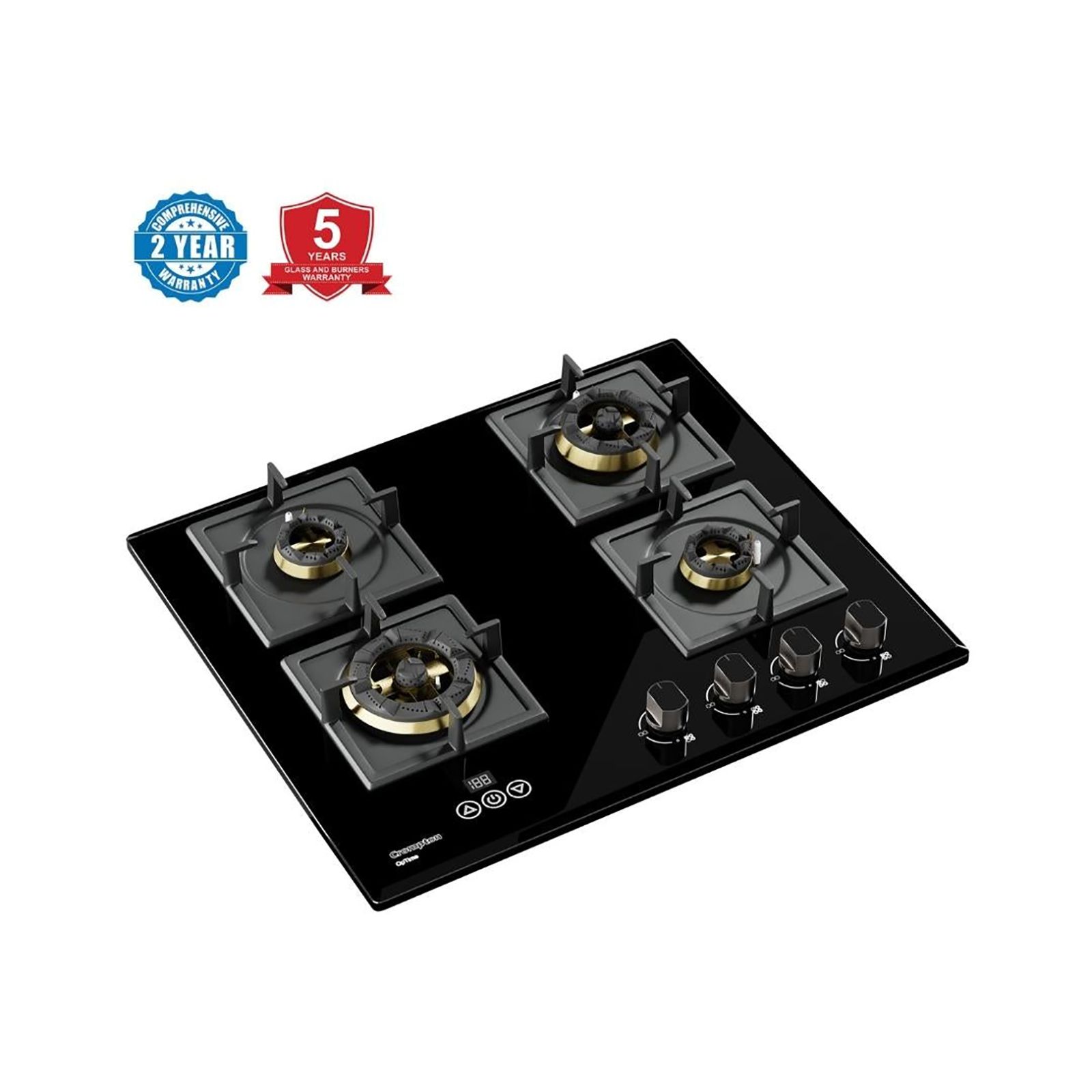 Crompton Optime Toughened Glass Top 4 Burner Automatic Hob (3D Flame Technology, Midnight Black)_9
