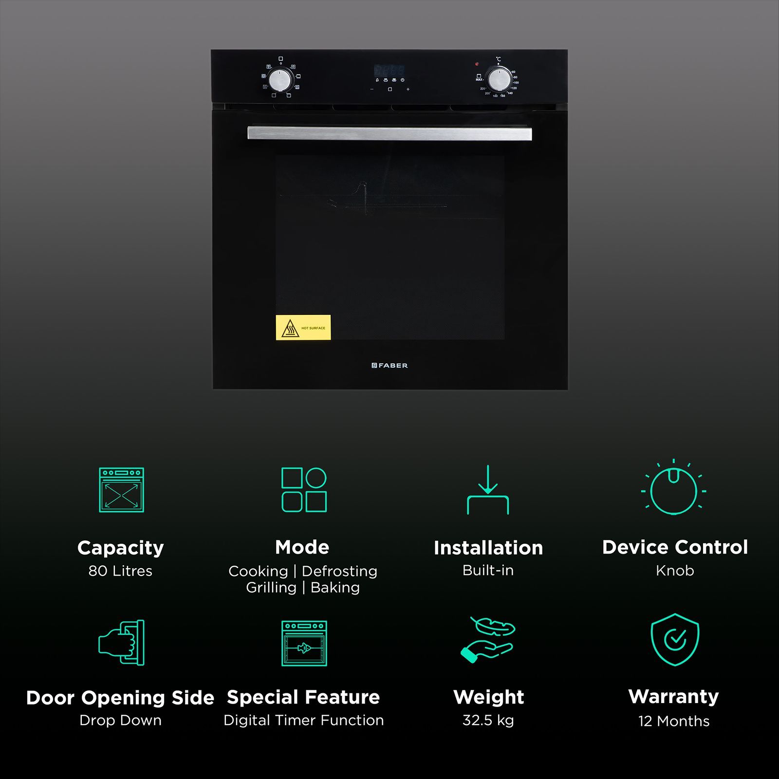 FABER FBIO 80L 8F BK 80L Built-in Microwave Oven with Digital Display Control Panel (Black) FABER FBIO 80L 8F BK 80L Built-in Microwave Oven with Digital Display Control Panel (Black)_3