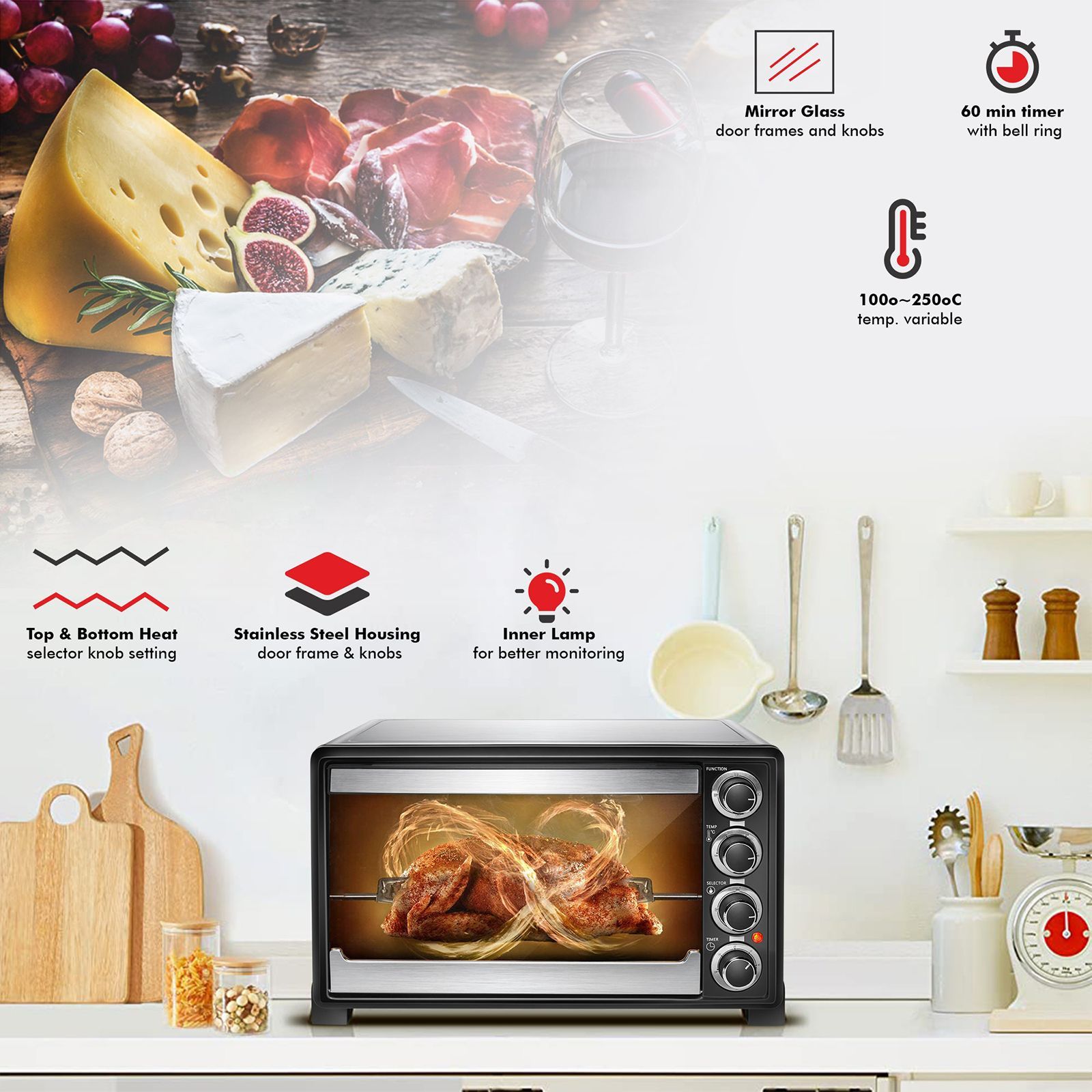 WARMEX MB35L 35L Oven Toaster Grill with 14 Autocook Menus (Black)_5