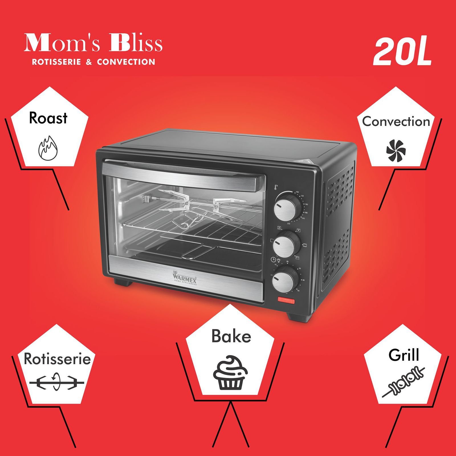 WARMEX MB20L/R&C 20L Oven Toaster Grill with 14 Autocook Menus (Black)_8