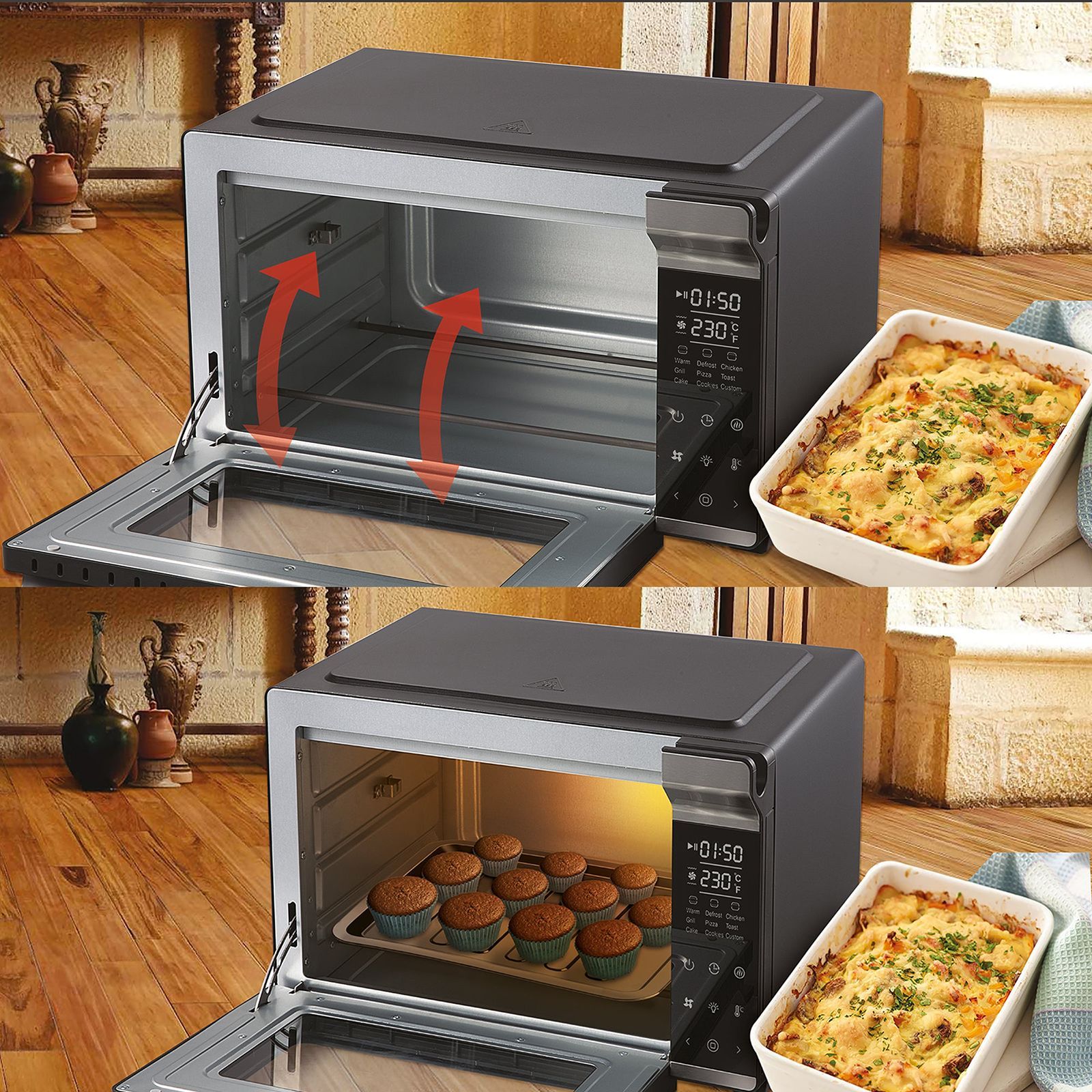 WARMEX 28L Oven Toaster Grill with Motorized Rotisserie (MB28L, Black)_7