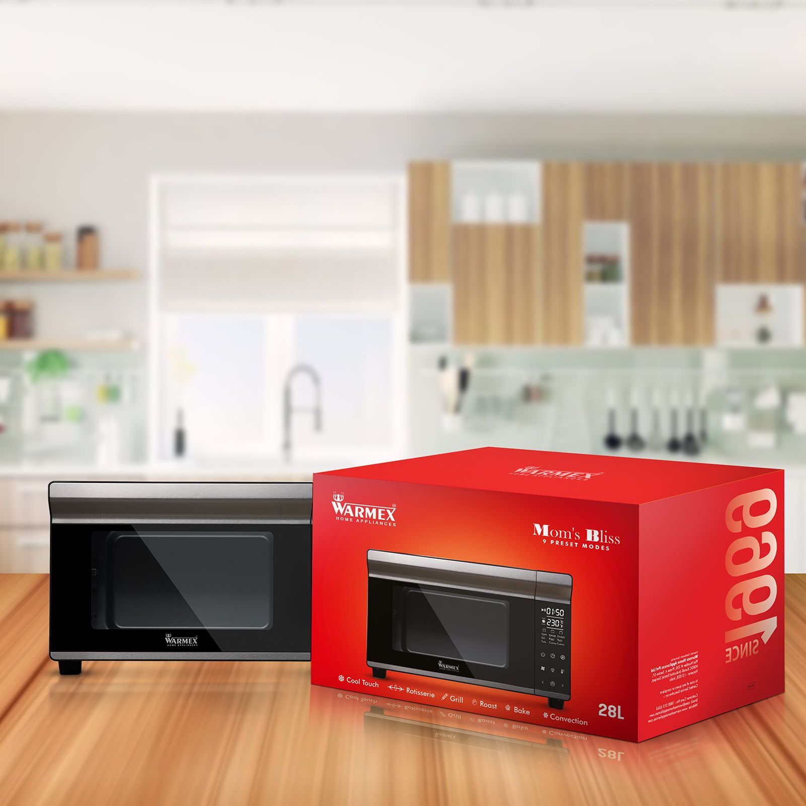 WARMEX 28L Oven Toaster Grill with Motorized Rotisserie (MB28L, Black)_10