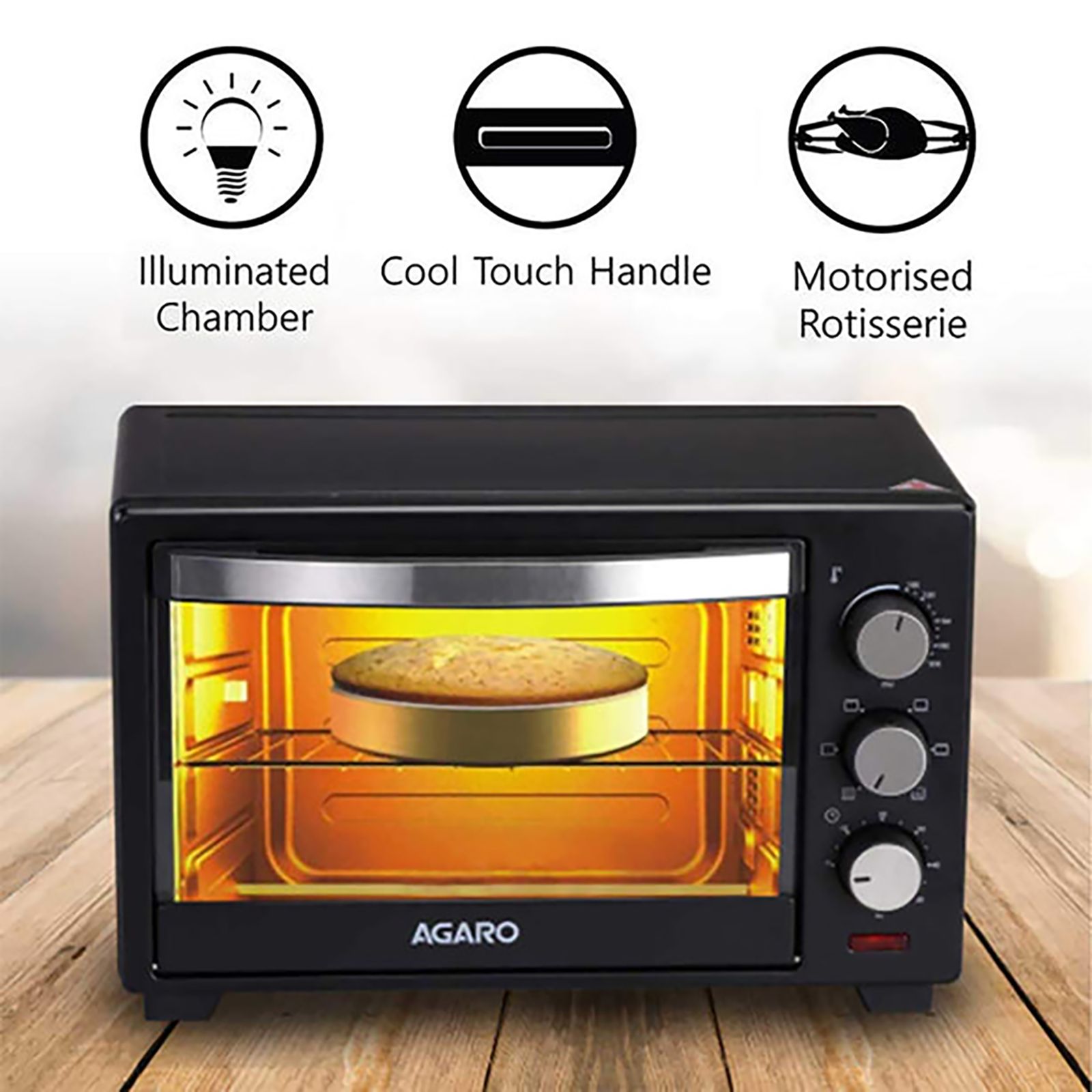 AGARO Marvel 19L Oven Toaster Grill with 5 Heating Modes (Black)_8