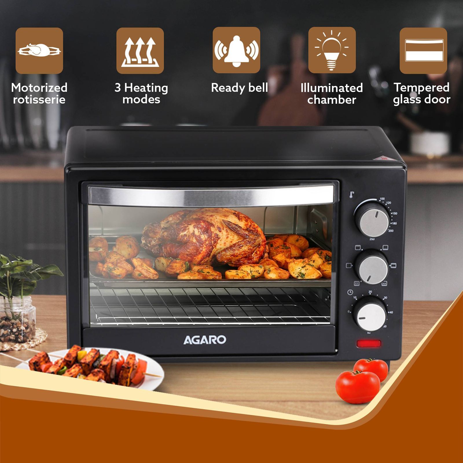 AGARO Marvel 19L Oven Toaster Grill with 5 Heating Modes (Black)_10