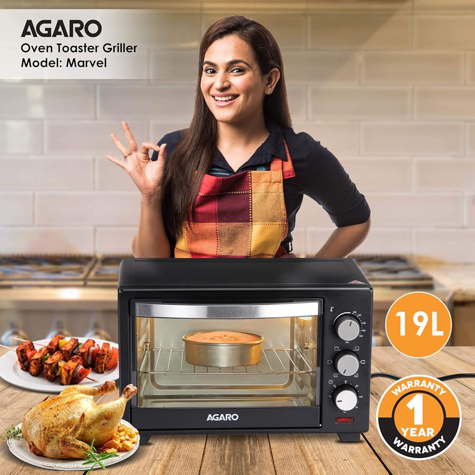 AGARO Marvel 19L Oven Toaster Grill with 5 Heating Modes (Black)_15