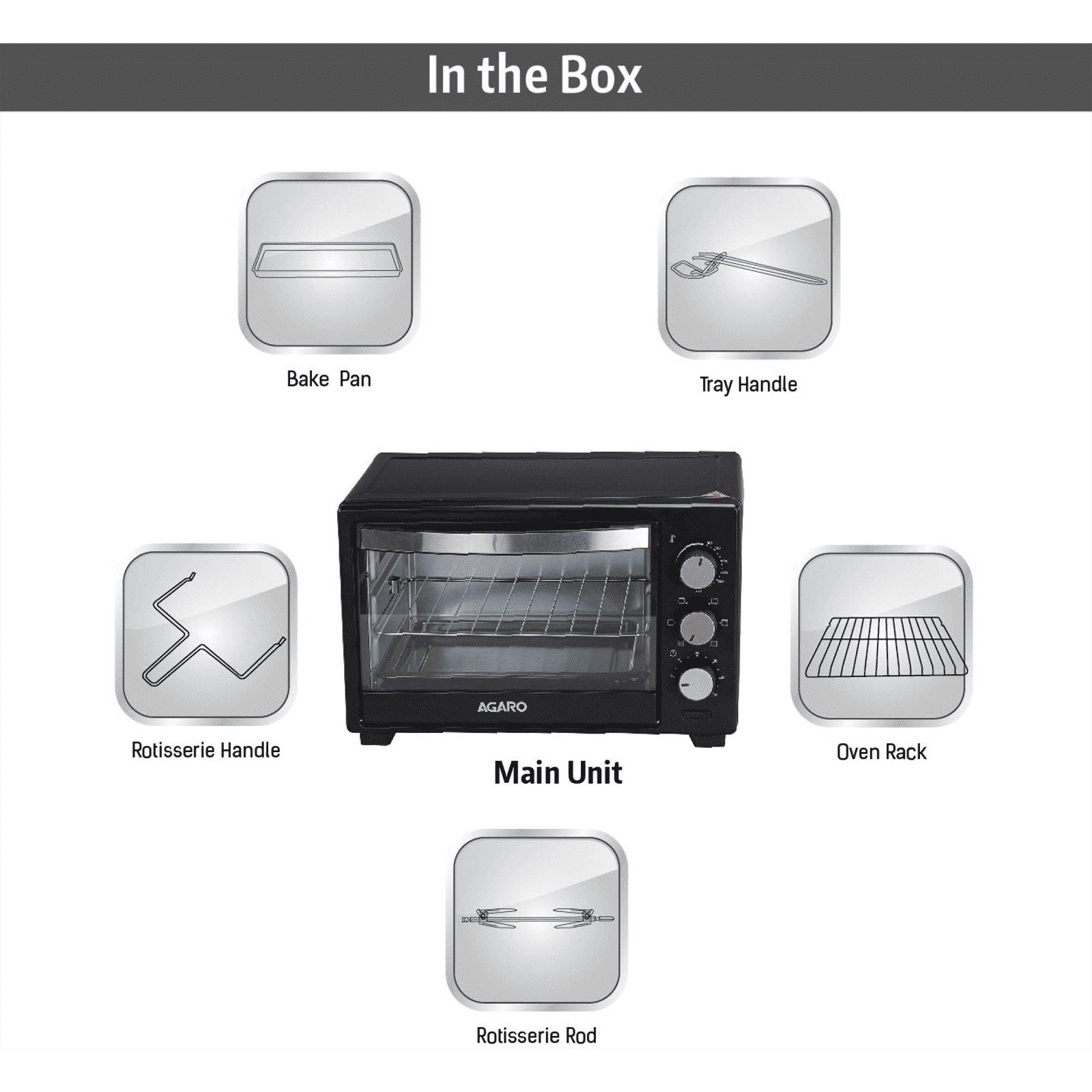 AGARO Marvel 19L Oven Toaster Grill with 5 Heating Modes (Black)_5