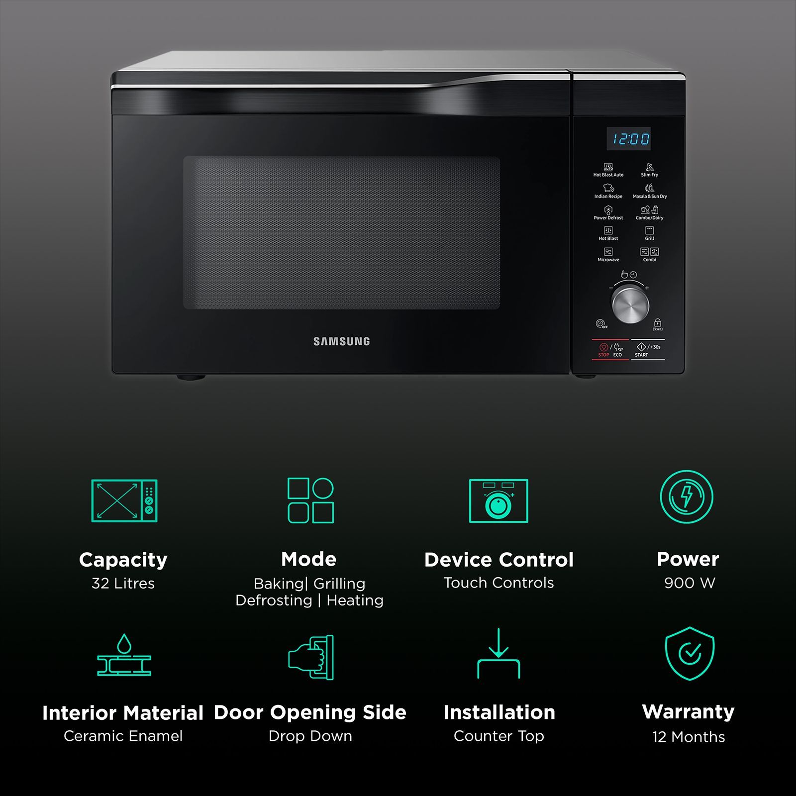 SAMSUNG 32L Convection Microwave Oven with SLIM FRY Technology (MC32A7056QT/TL, Black) SAMSUNG 32L Convection Microwave Oven with SLIM FRY Technology (MC32A7056QT/TL, Black)_3