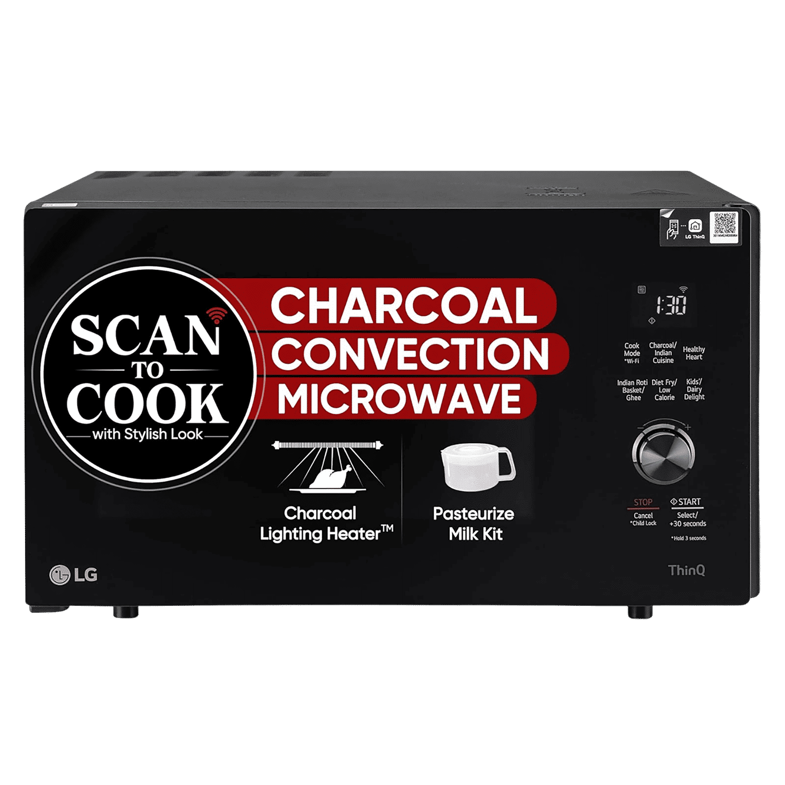LG 28L Charcoal Convection Microwave Oven with Scan to Cook (MJEN286UFW, Black)_1