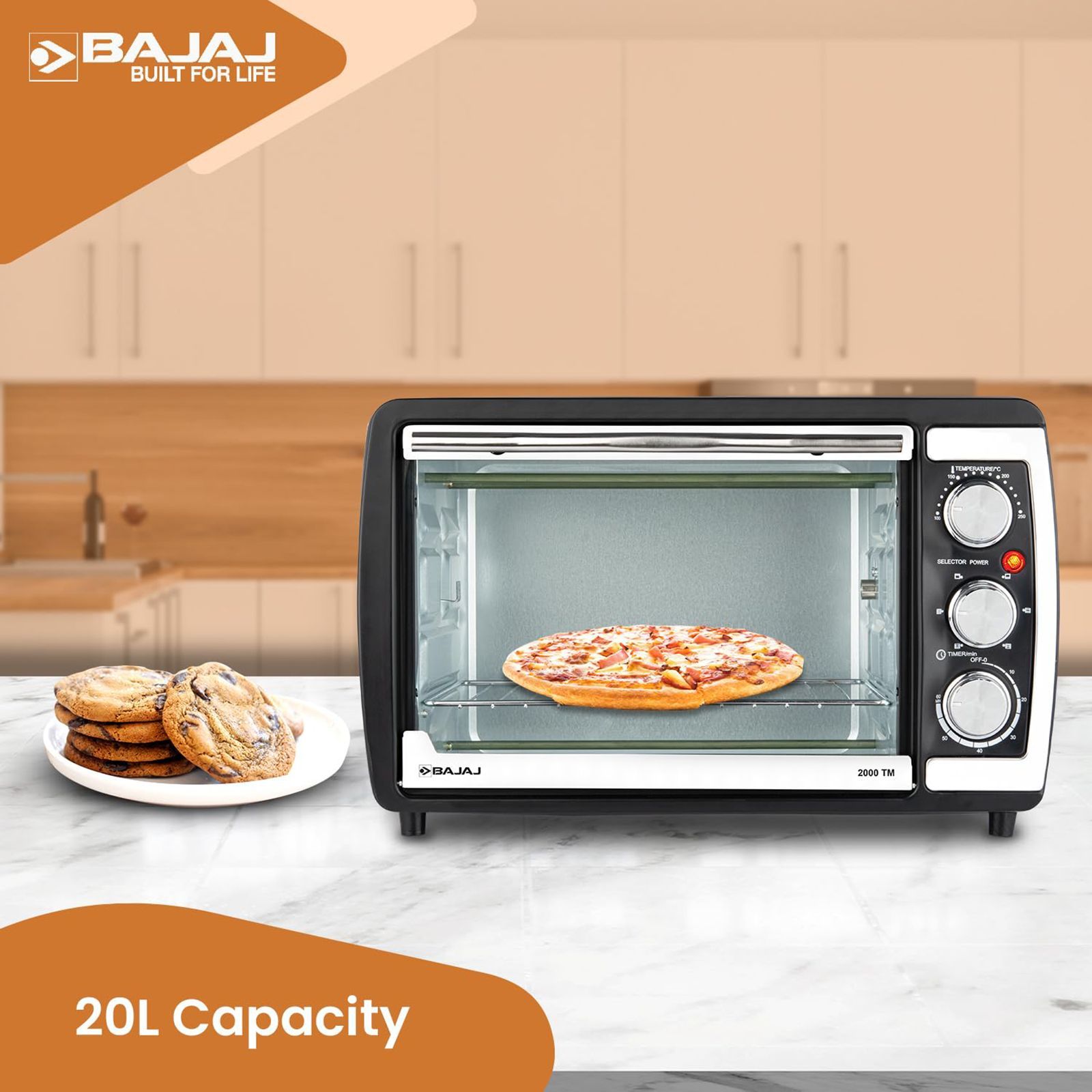 BAJAJ 2000 TM 20L Oven Toaster Grill with Rotisserie Technology (420110, Black & Silver)_6