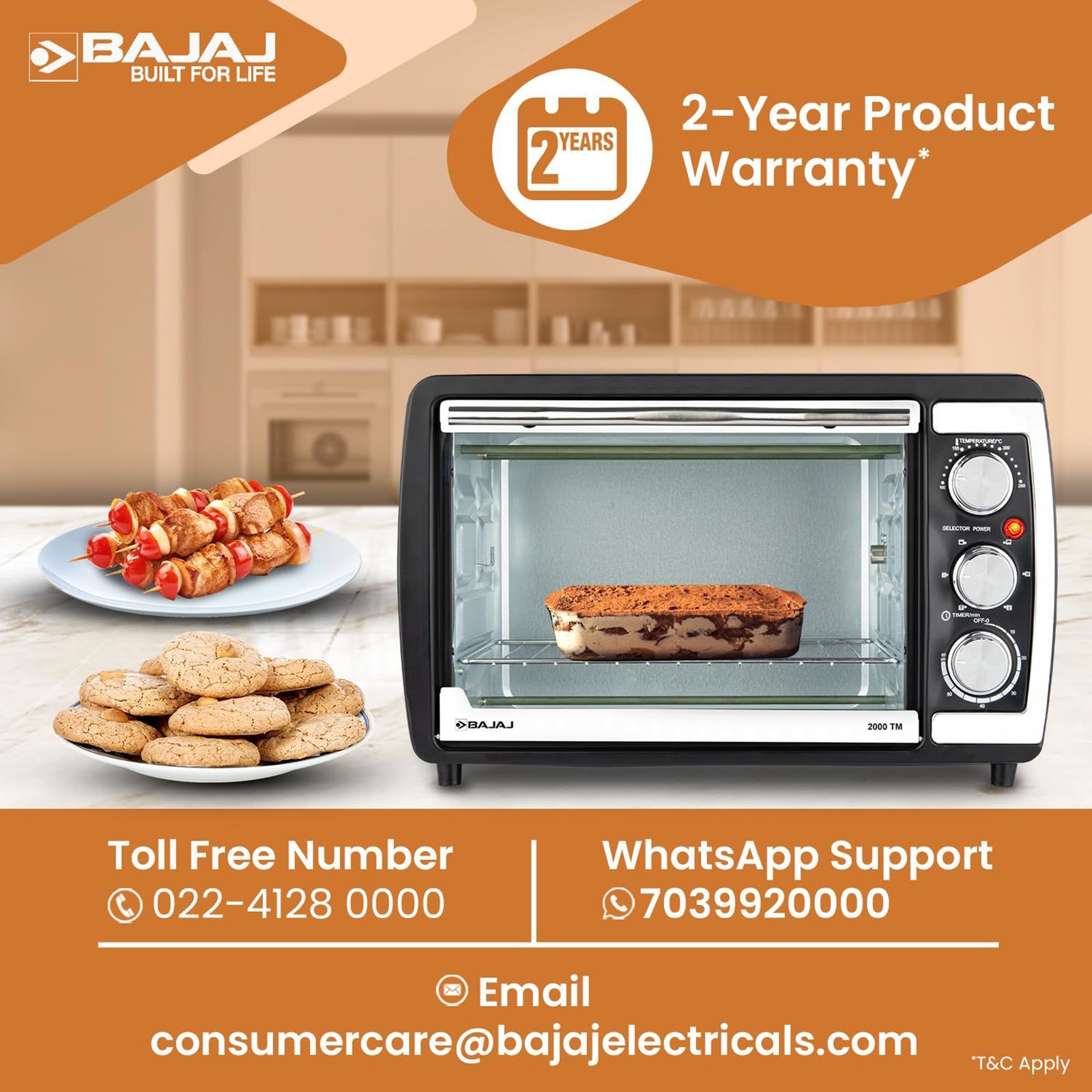 BAJAJ 2000 TM 20L Oven Toaster Grill with Rotisserie Technology (420110, Black & Silver)_9