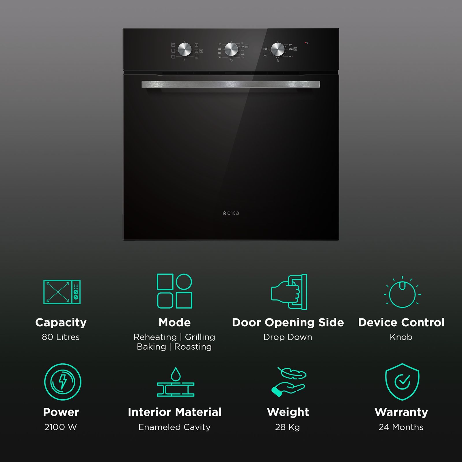 elica EPBI 680 MMF 80L 60cm Built in Electric Oven with Hydro Clean Function (3553, Black) elica EPBI 680 MMF 80L 60cm Built in Electric Oven with Hydro Clean Function (3553, Black)_3