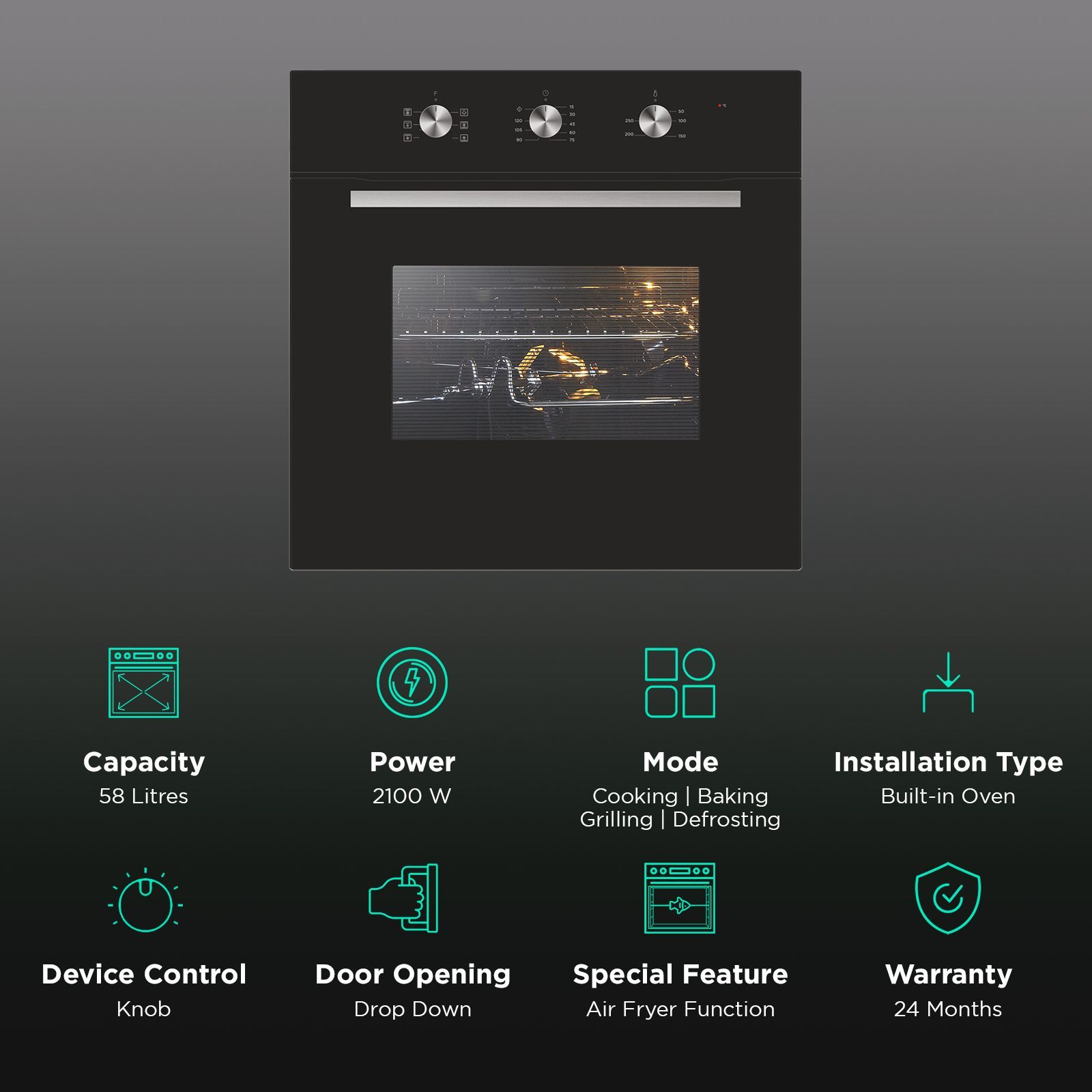 elica EPBI AF 760 MMF 58L 60cm Built-in Microwave with 7 Cooking Functions (Built in Oven, Black) elica EPBI AF 760 MMF 58L 60cm Built-in Microwave with 7 Cooking Functions (Built in Oven, Black)_3