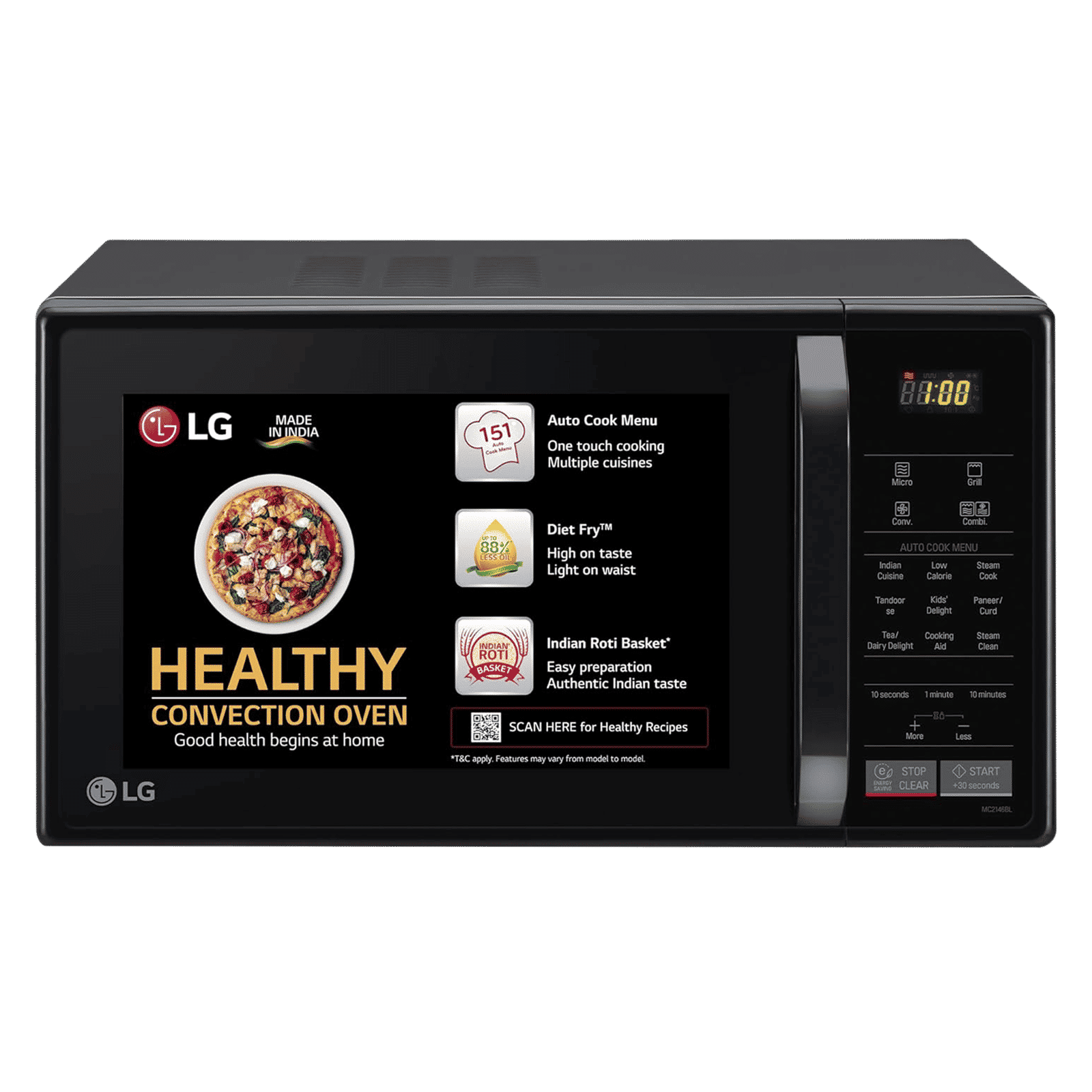 LG 21L Convection Microwave Oven with 151 Autocook Menu (MC2146BL, Black) LG 21L Convection Microwave Oven with 151 Autocook Menu (MC2146BL, Black)_1