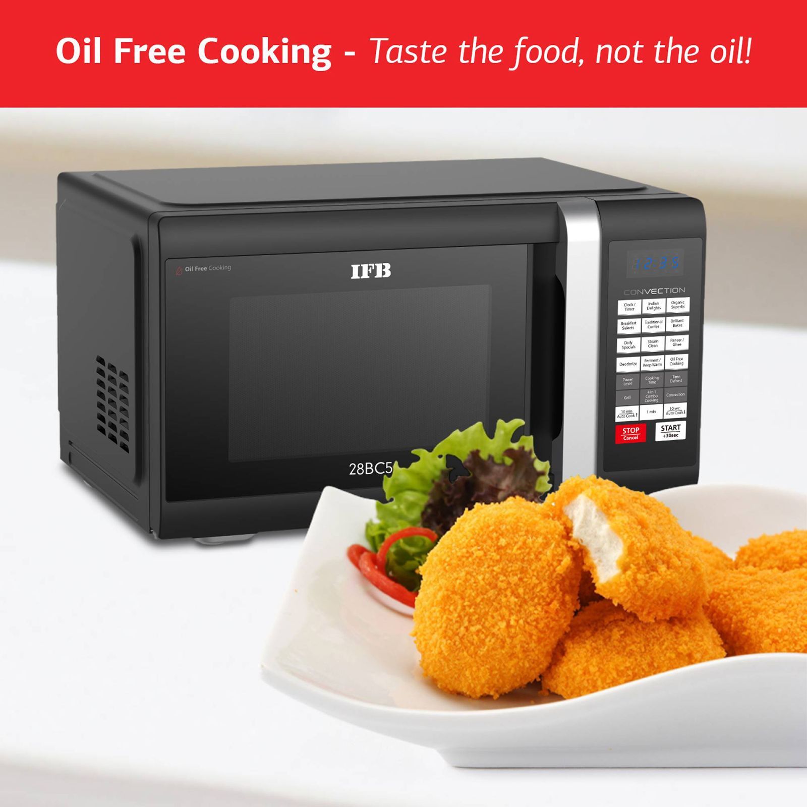 IFB 28L Convection Microwave Oven with 300 Auto Cook Menus (28BC5, Black)_9