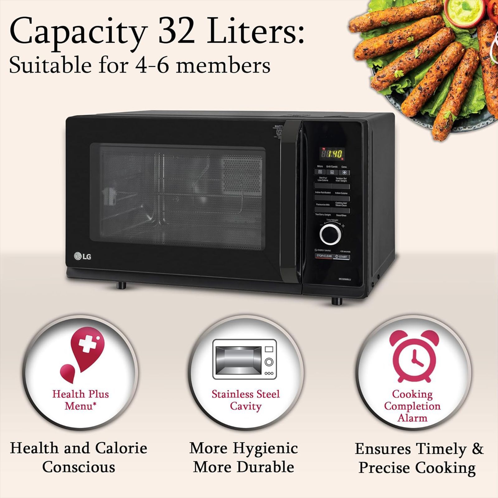 LG 32L Convection Microwave Oven with Diet Fry (MC3286BLU, Black) LG 32L Convection Microwave Oven with Diet Fry (MC3286BLU, Black)_21