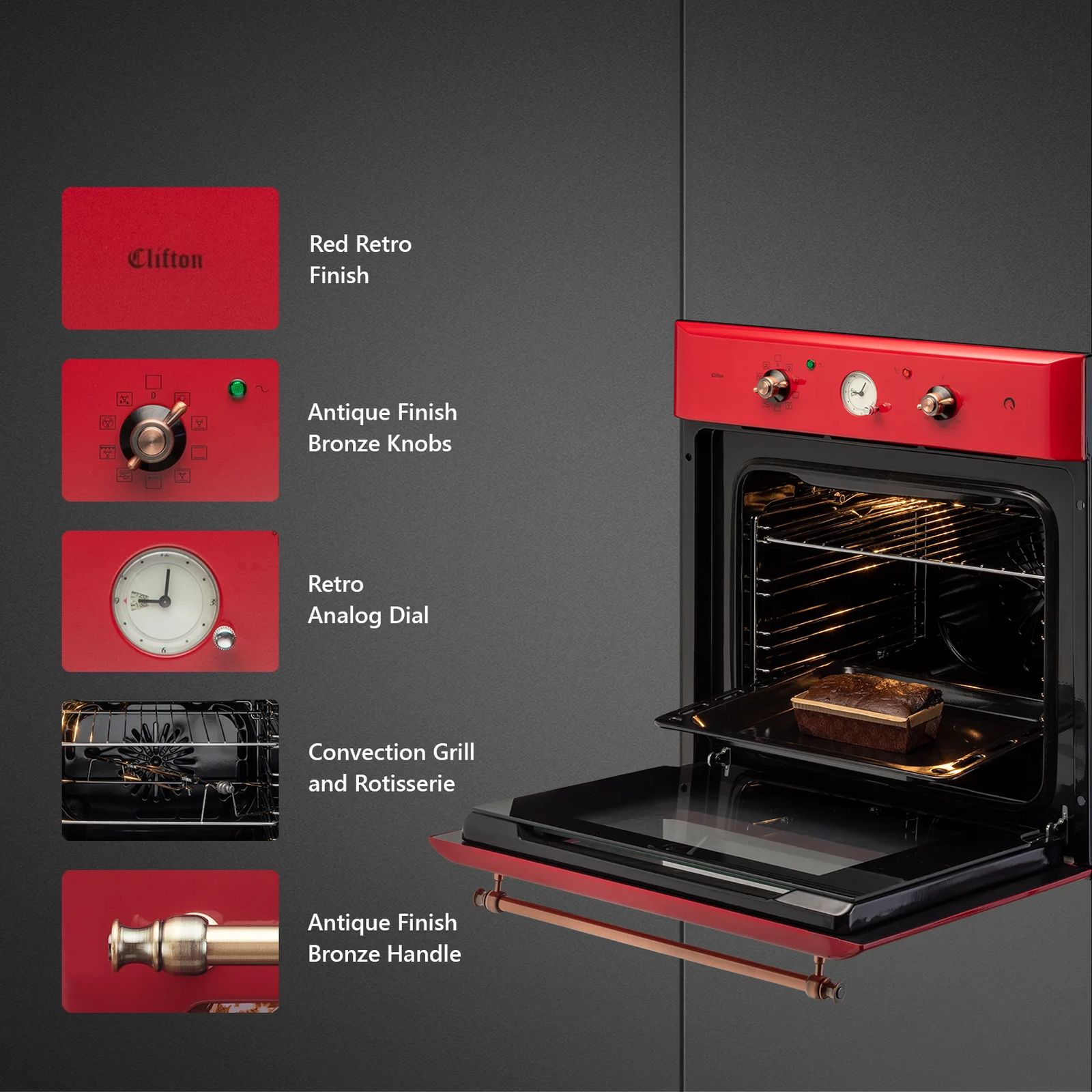 KAFF 60L 60cm Built-in Microwave with True Convection (CLOV6RD, Red) KAFF 60L 60cm Built-in Microwave with True Convection (CLOV6RD, Red)_6