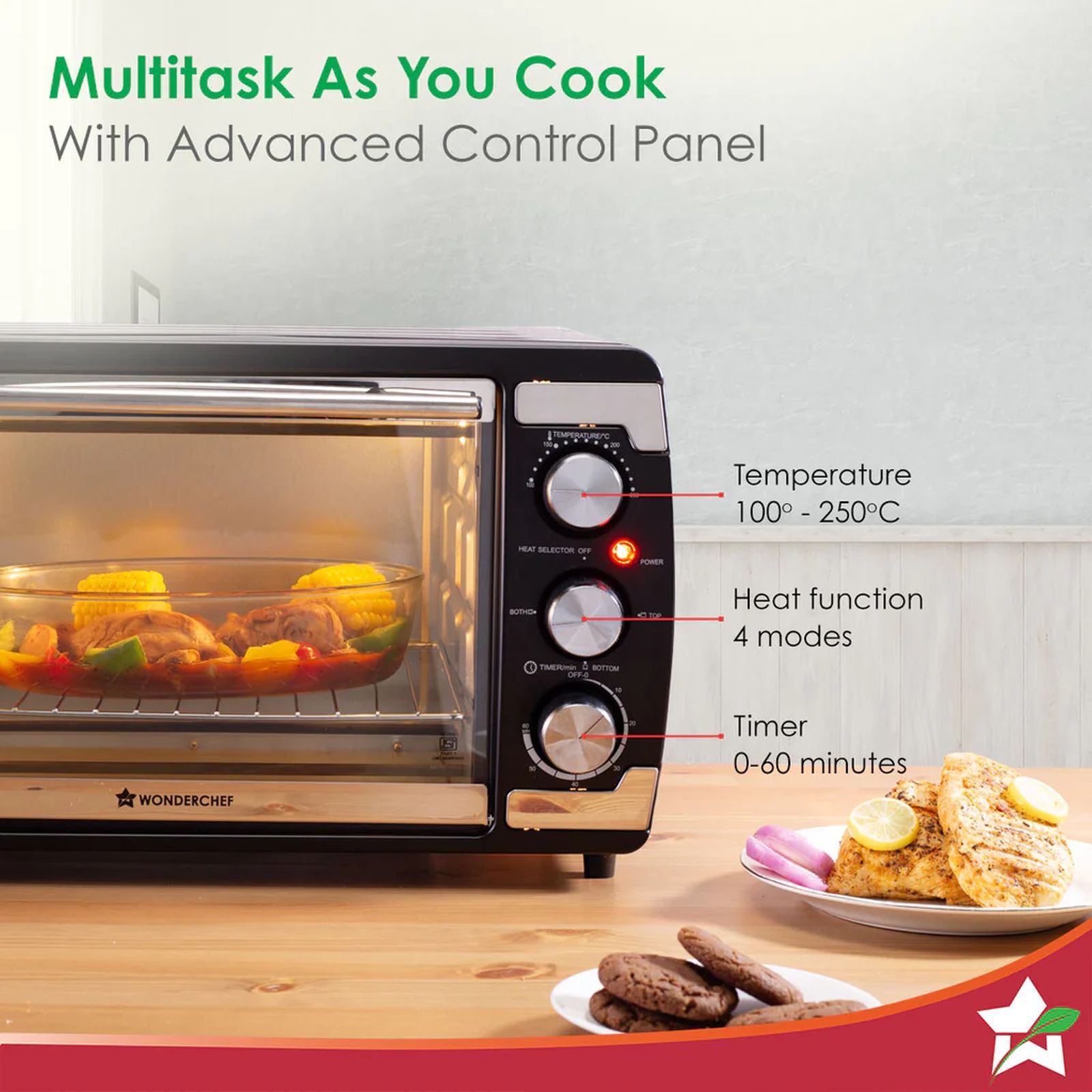 WONDERCHEF 21L Oven Toaster Grill with Auto Shut Off (63154892, Black)_4