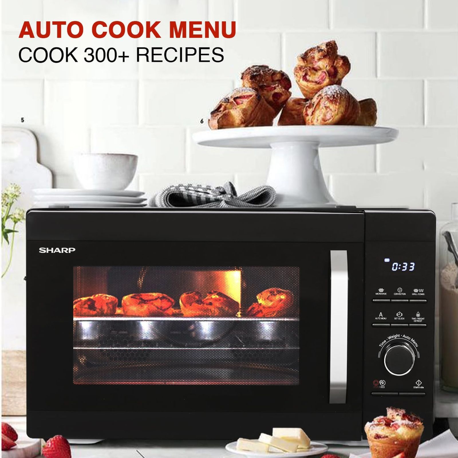 SHARP Kamando-C29 29L Convection & Grill Microwave Oven with Healthy Fry (R-929KN-K/W, Black & White)_7